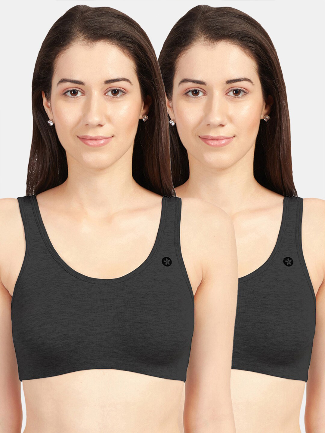 Sonari Women Black Non Padded Seamless Camisole Bra Set Of 2