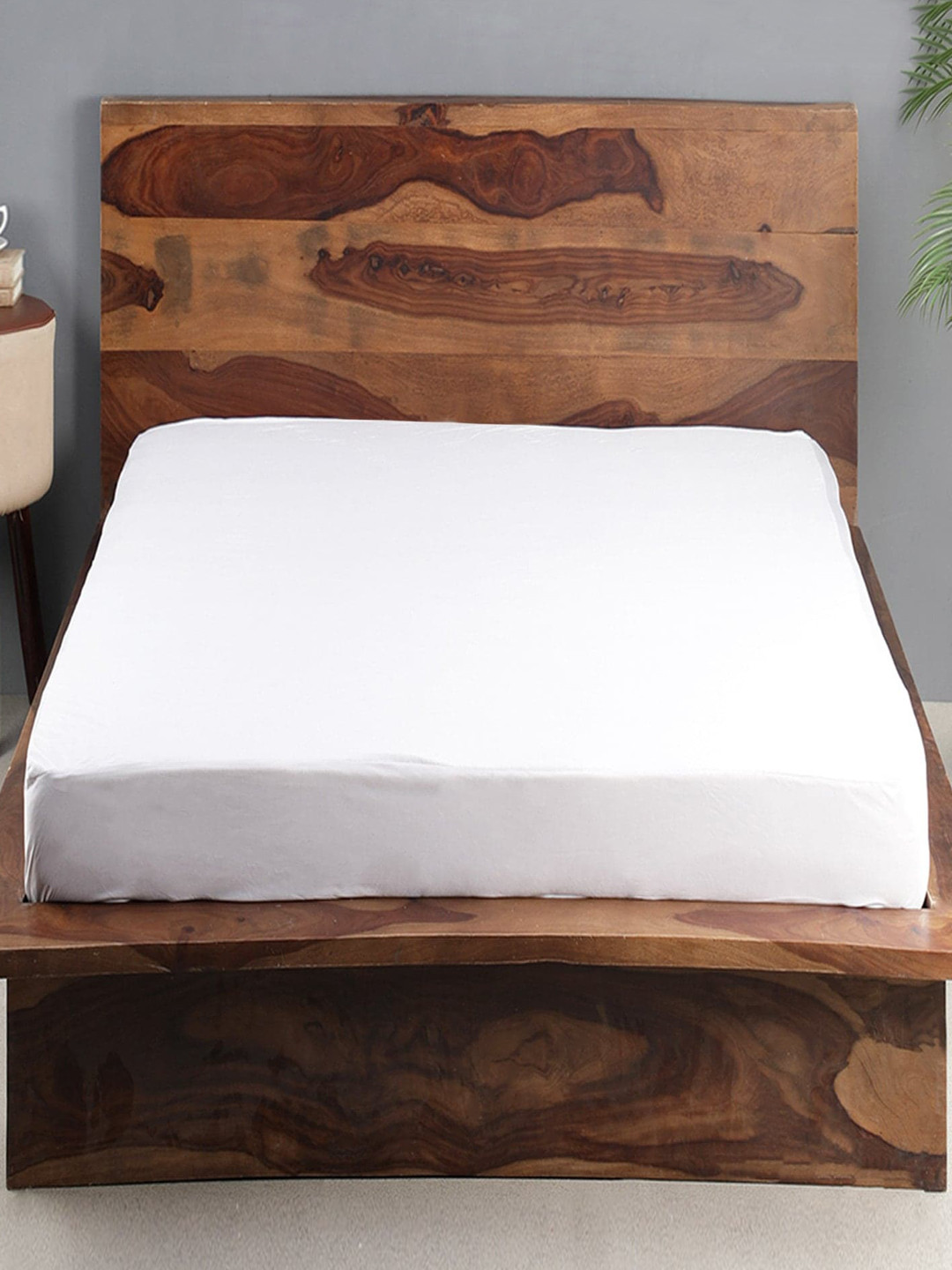 HOSTA HOMES White Solid Queen Size Mattress Protector