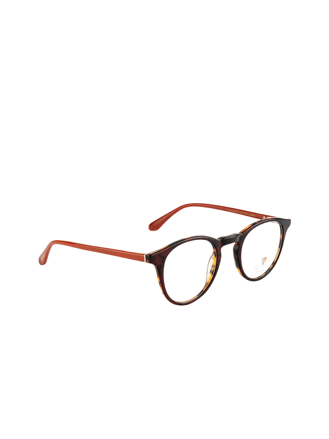 Ted Smith Unisex Red & Brown Full Rim Round Frames Eyeglasses