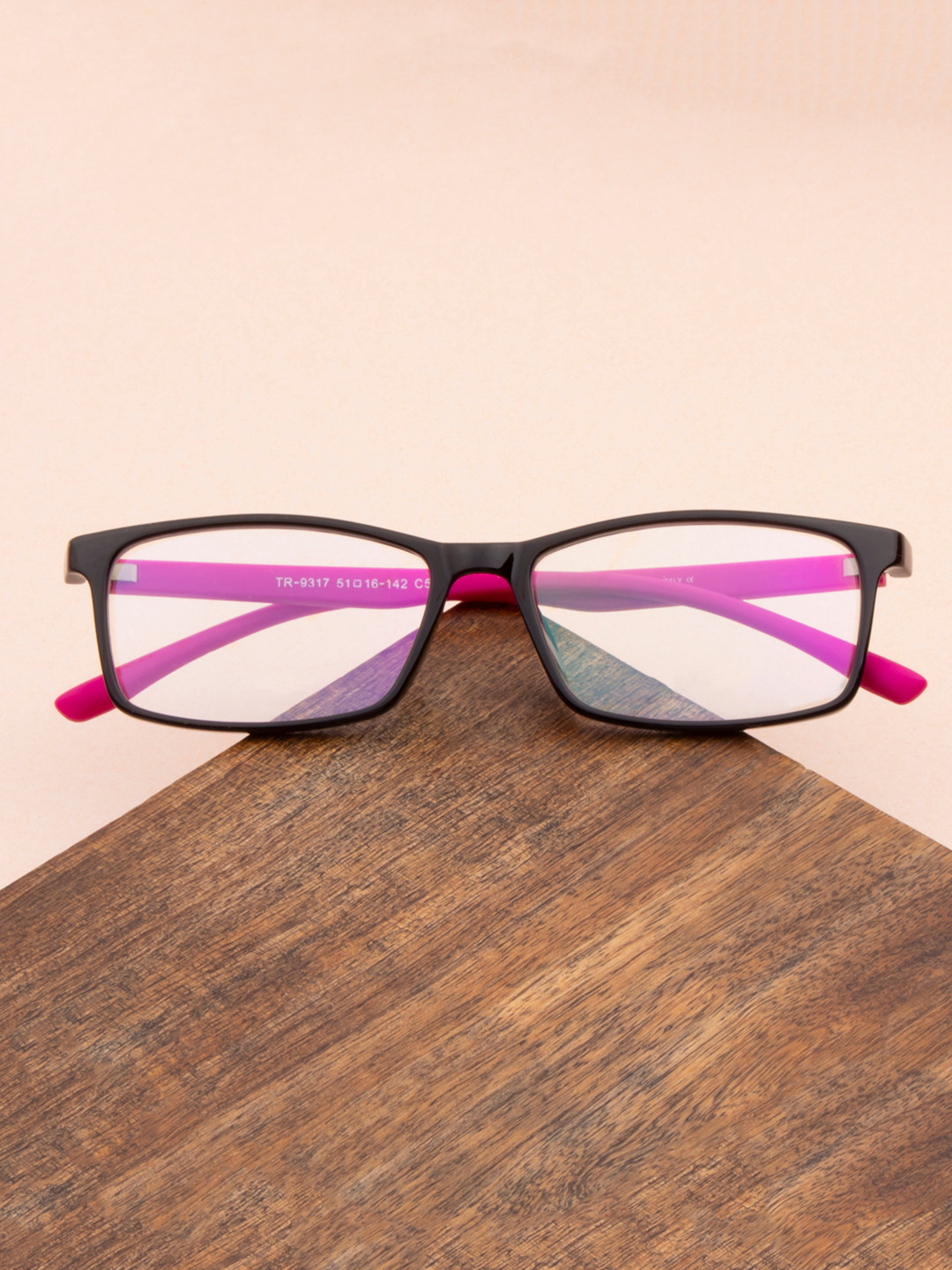 Ted Smith Unisex Black & Magenta Full Rim Wayfarer Frames Eyeglasses