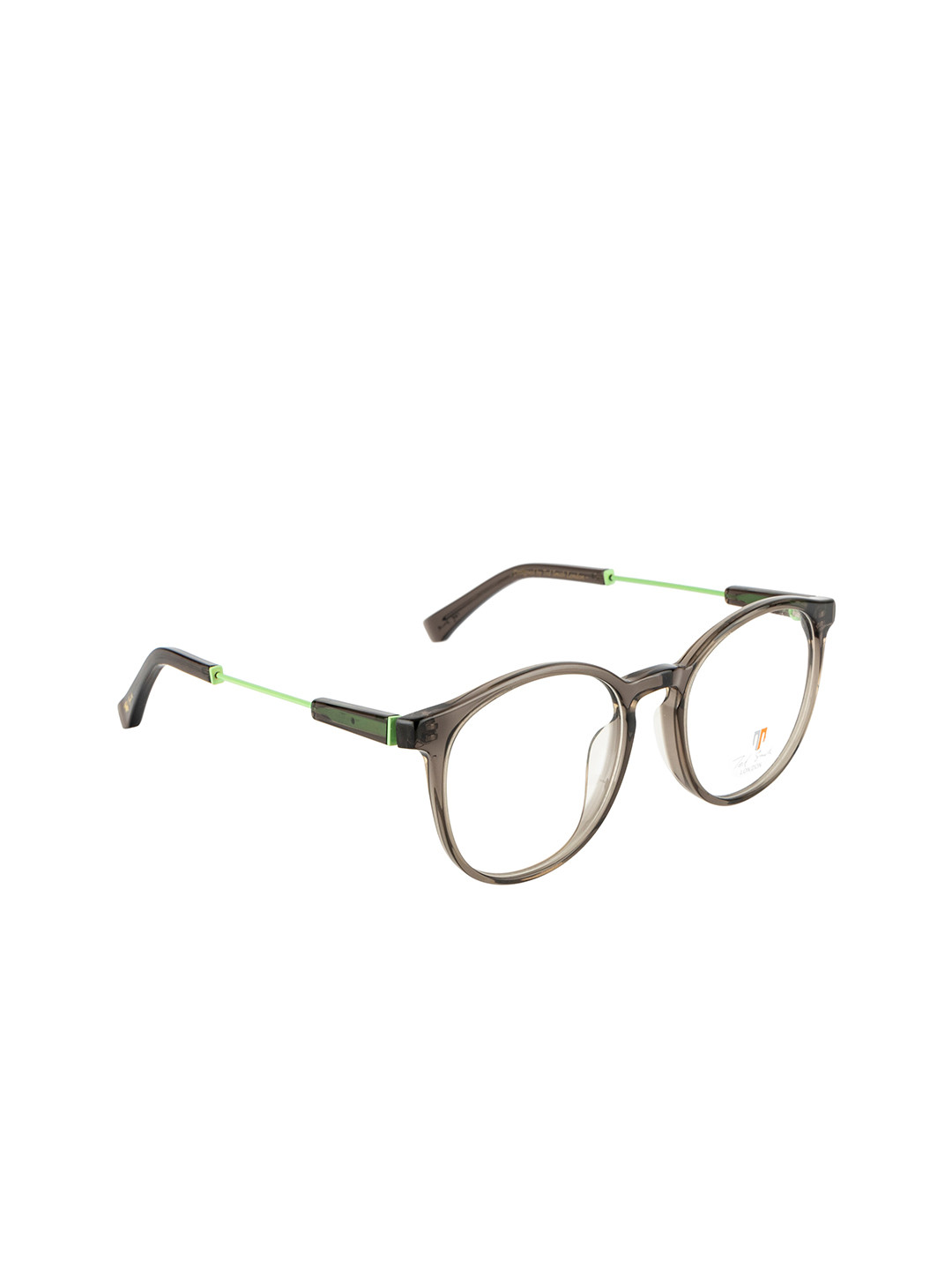 Ted Smith Unisex Grey & Green Full Rim Round Frames Eyeglasses
