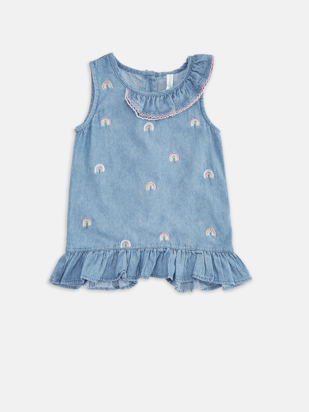 Pantaloons Baby Blue Print Pure Cotton Top