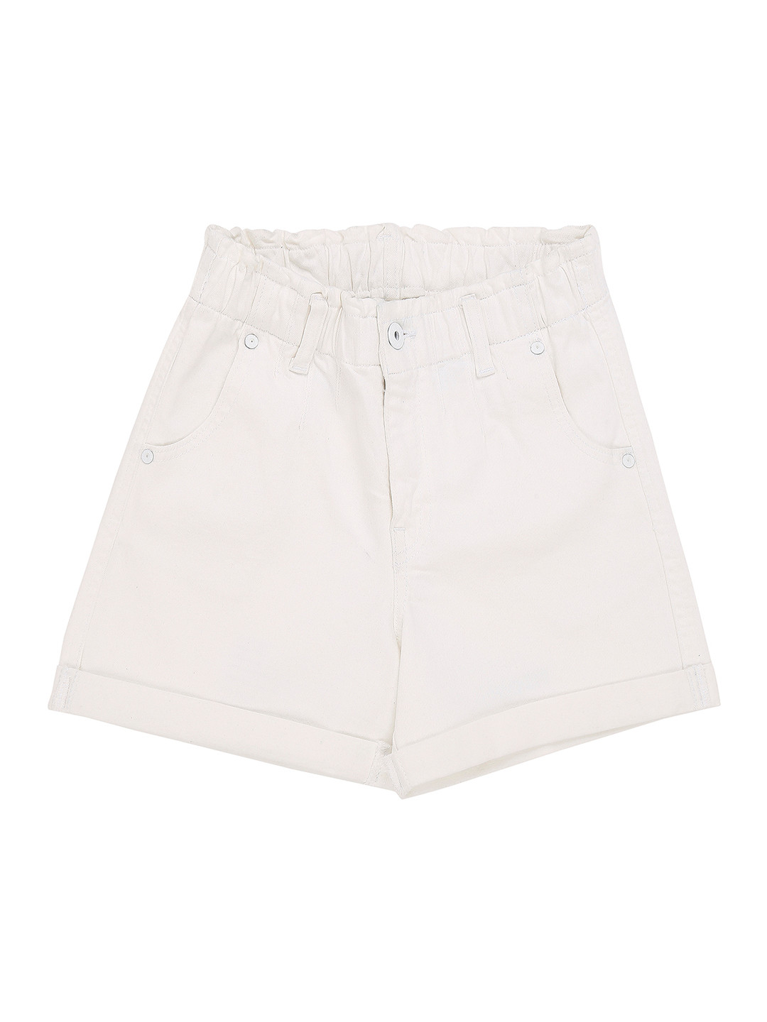 Pepe Jeans Girls Cream-Coloured High-Rise Denim Shorts