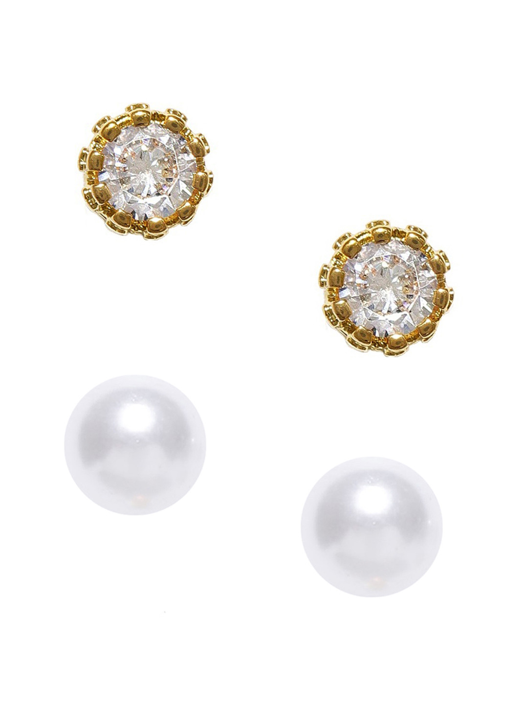 OOMPH Set Of 2 Gold-Toned Stud Earrings