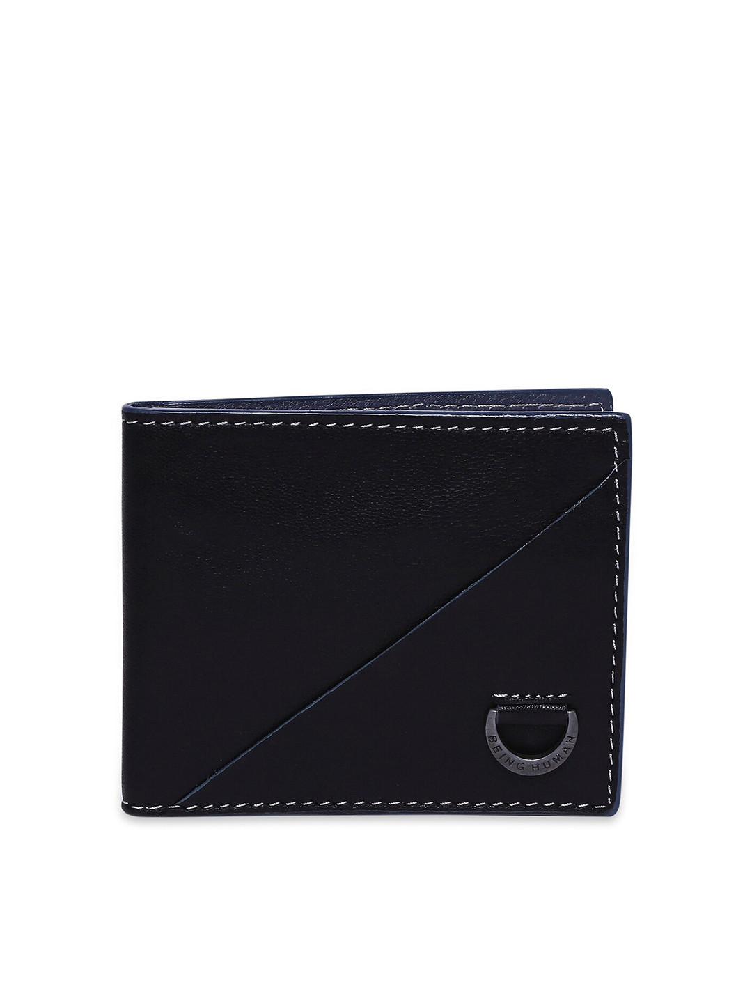 Being Human Men Black & Blue Leather Money Clip