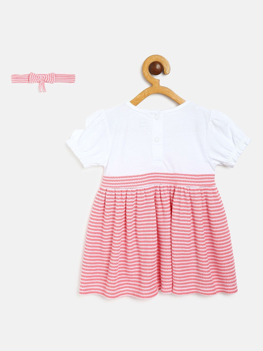 MINI KLUB Girls Pink & White Striped Dress