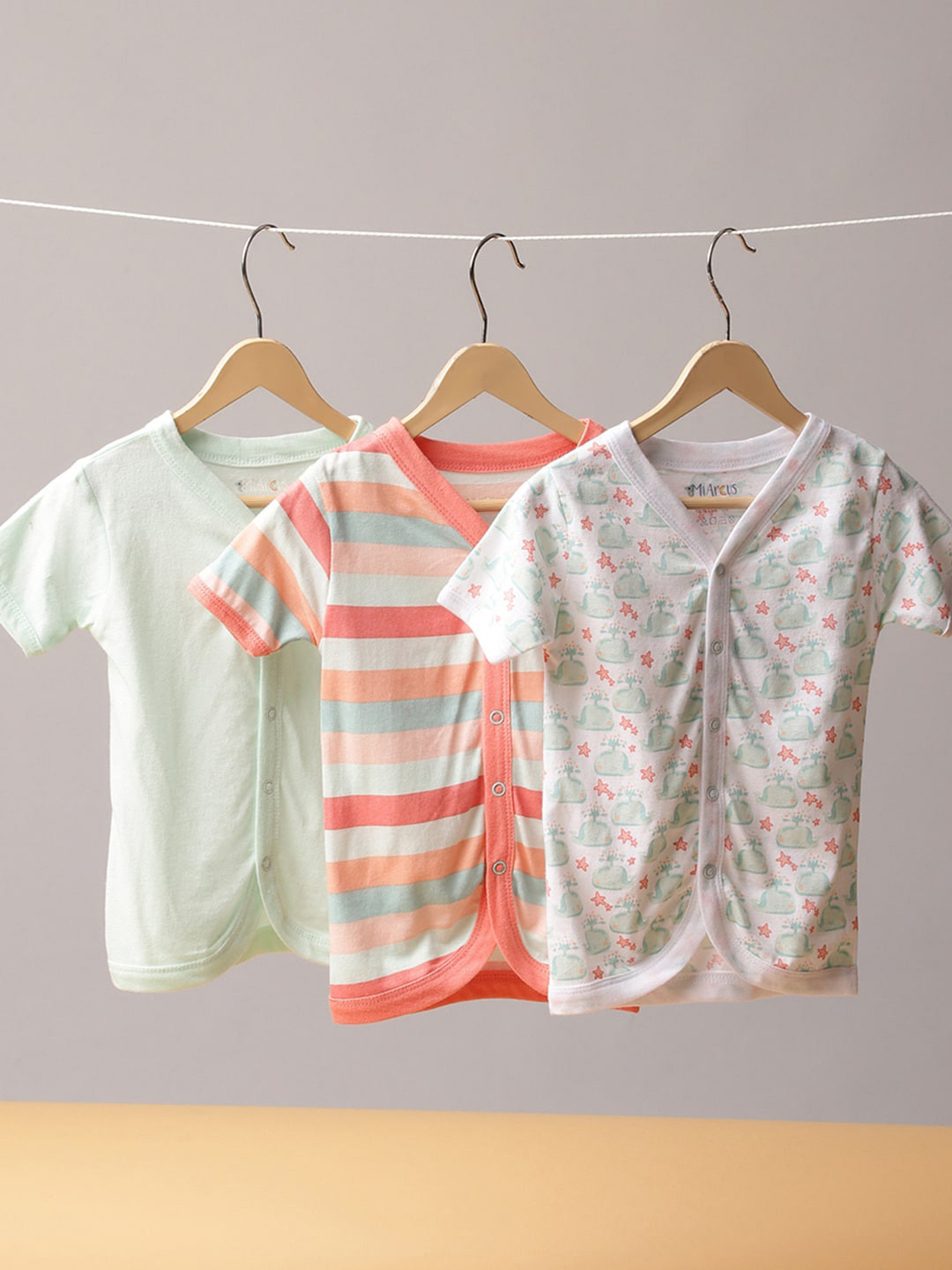 MiArcus Kids Set of 3 Printed Open-Front Cotton Innerwear Vests