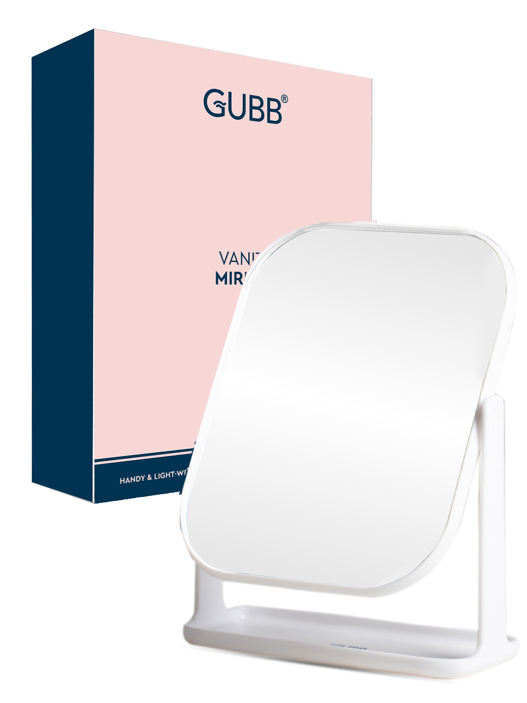GUBB White Solid Rectangular Glass Table Top Mirror