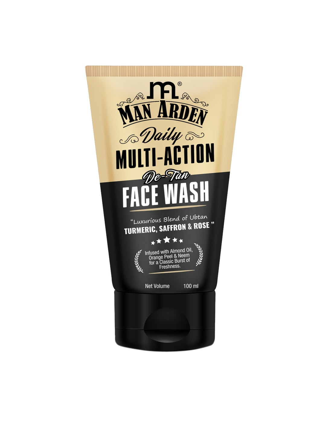 Man Arden Daily Multi-Action De-Tan Face Wash Ubtan Turmeric + Saffron + Rose - 100 ml