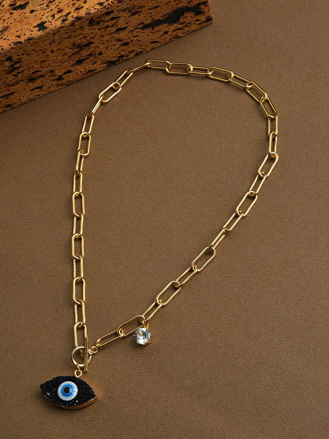 SOHI Gold-Toned & Black Brass Gold-Plated Chain
