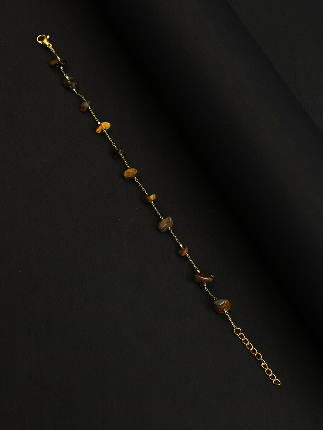 SOHI Gold-Plated Brown Beaded Anklet