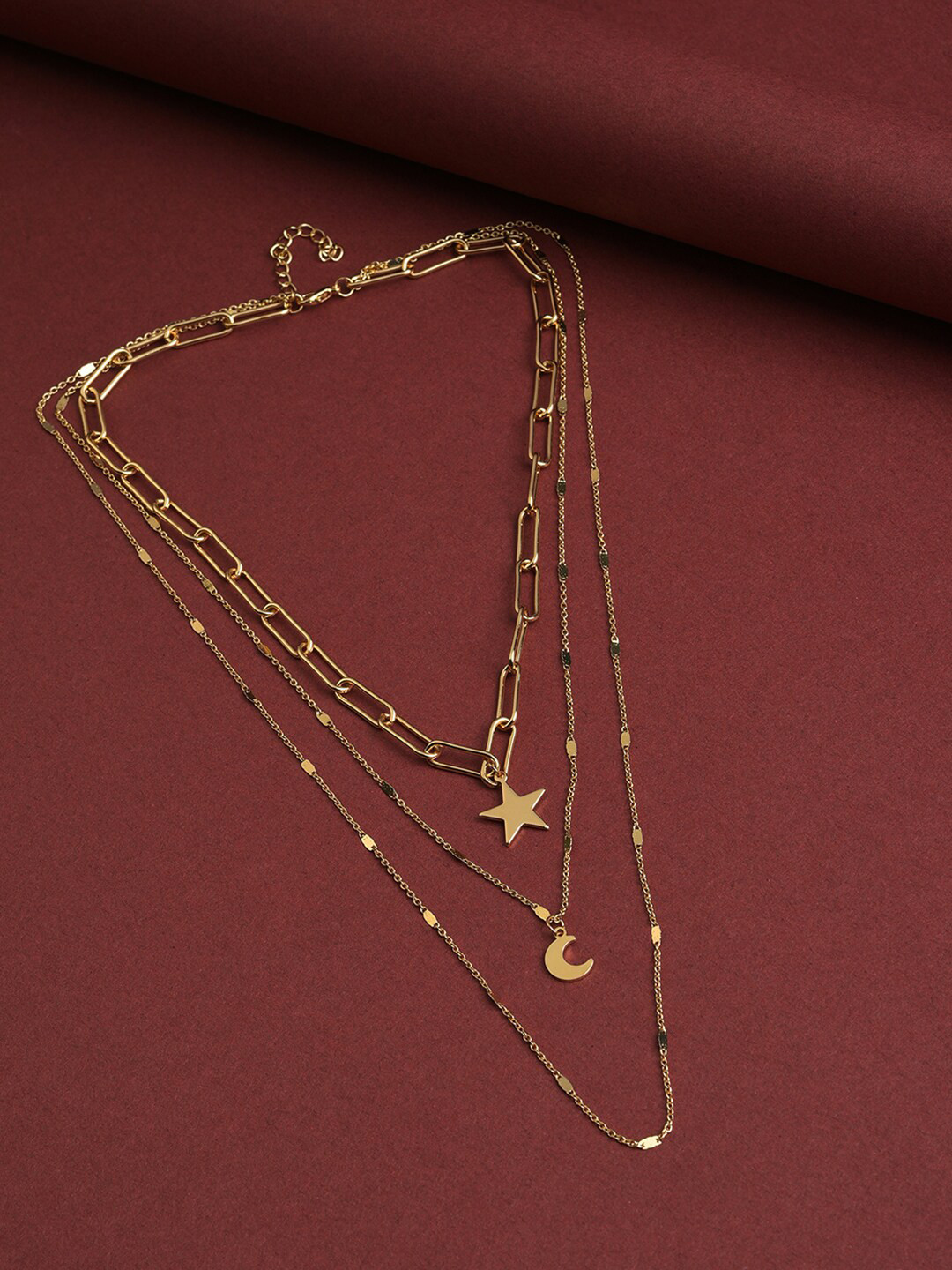 SOHI Set Of 3 Gold-Toned Brass Gold-Plated Layered Necklace