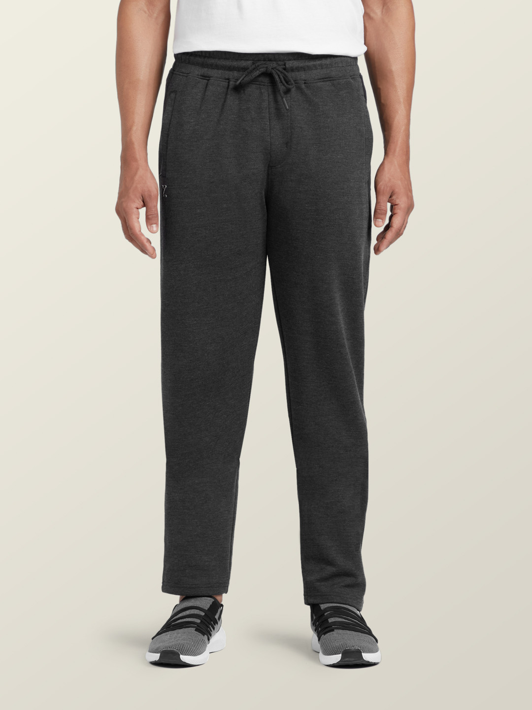 XYXX Men Grey Solid Track Pants With Zipper Pocket