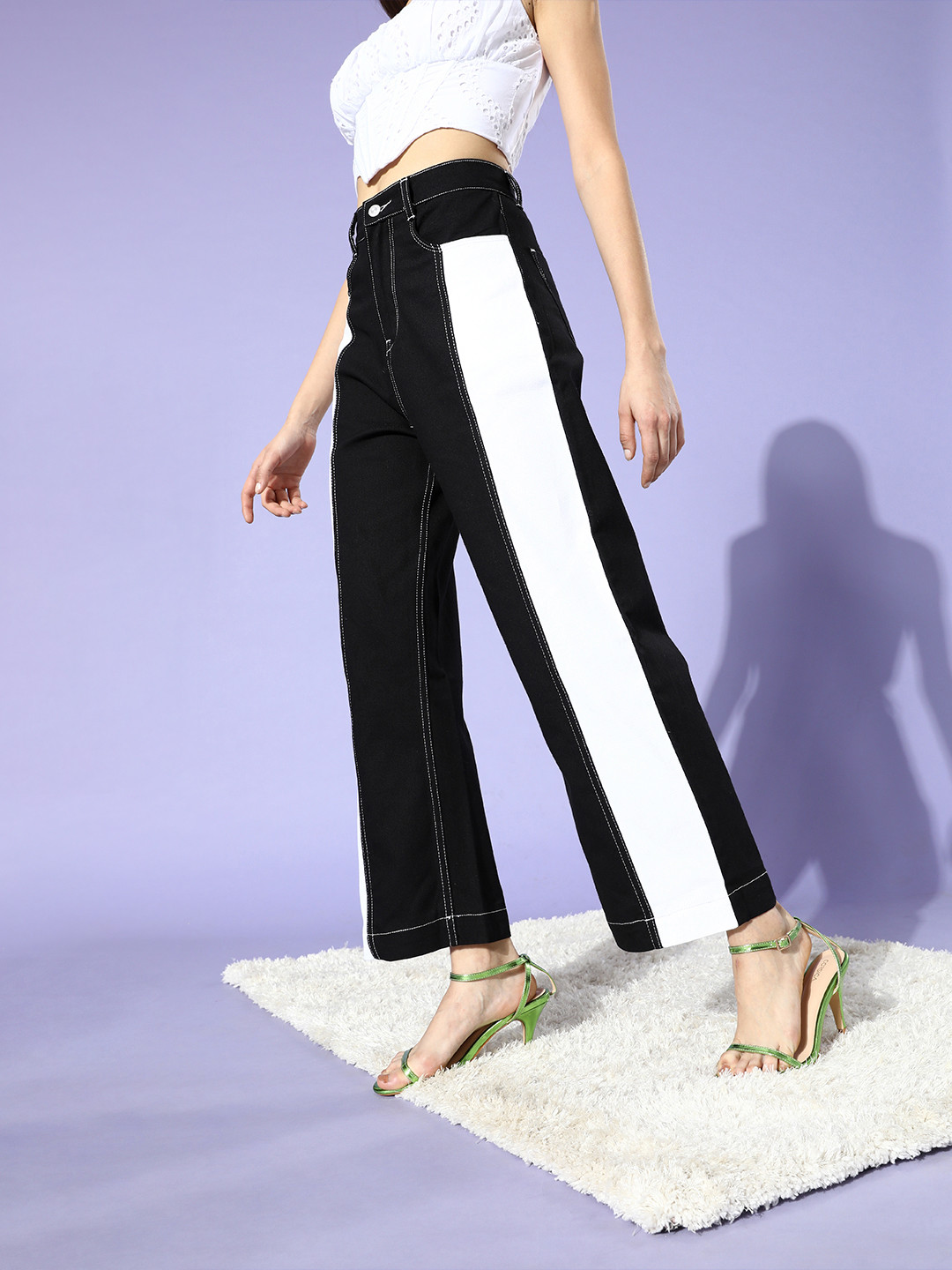 KASSUALLY Women Stylish Black High-Rise Wide Leg Jeans