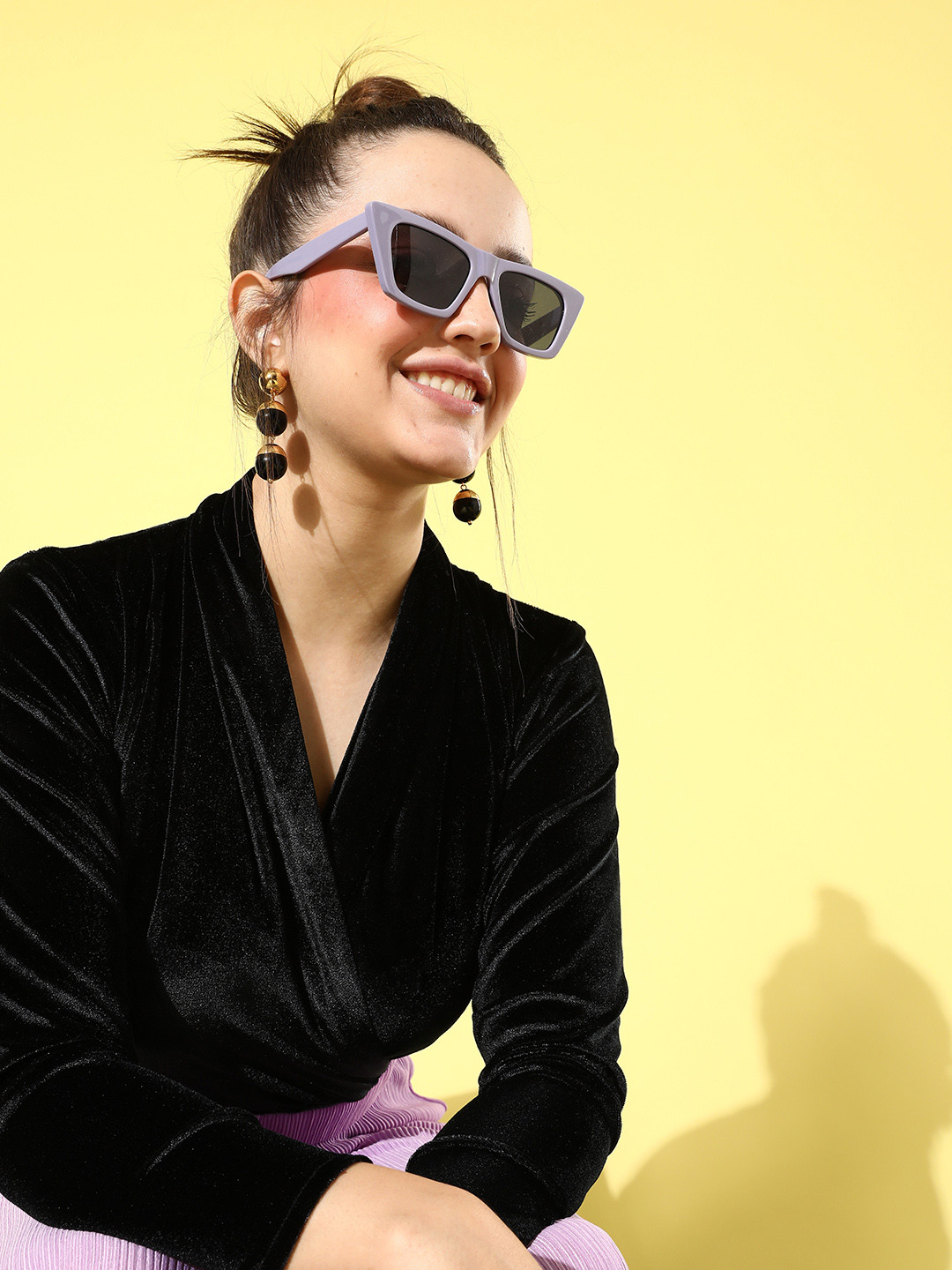 ANVI Be Yourself Solid Warp Style Velvet Bodysuit