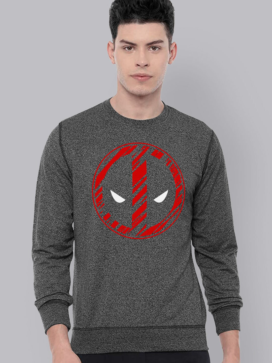 Free Authority Men Charcoal Deadpool Printed Sweatshirt