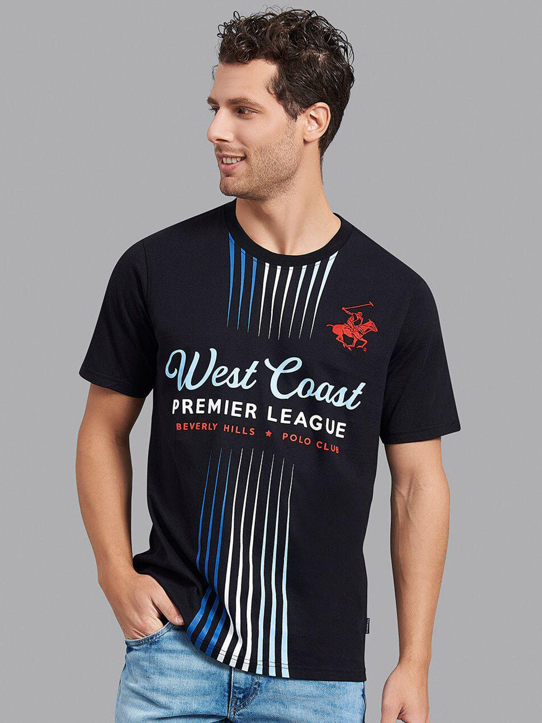 Beverly Hills Polo Club Men Navy Blue Pack Of 3 Printed Regular Fit T-shirt