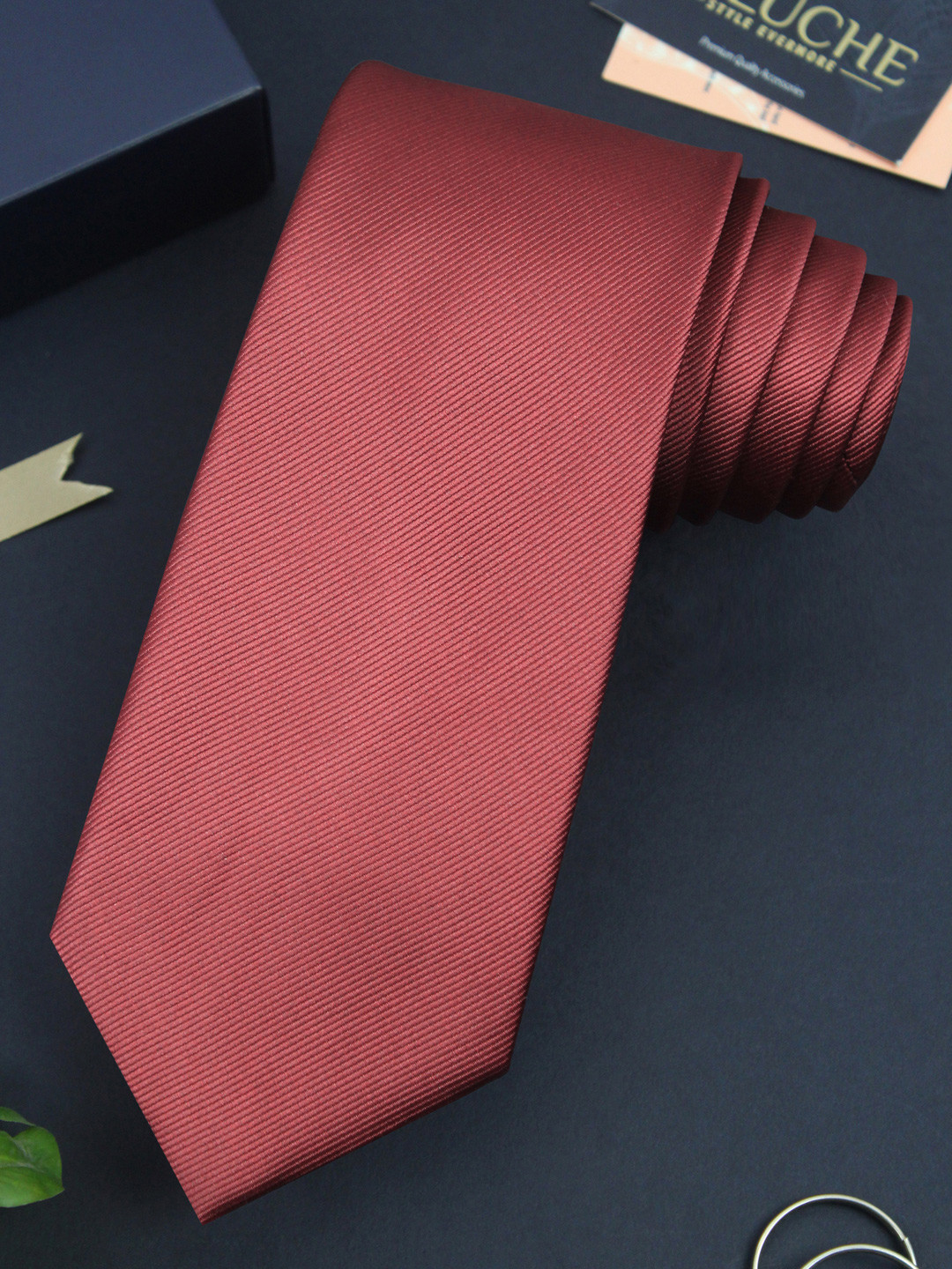 PELUCHE Unisex Maroon Skinny Tie