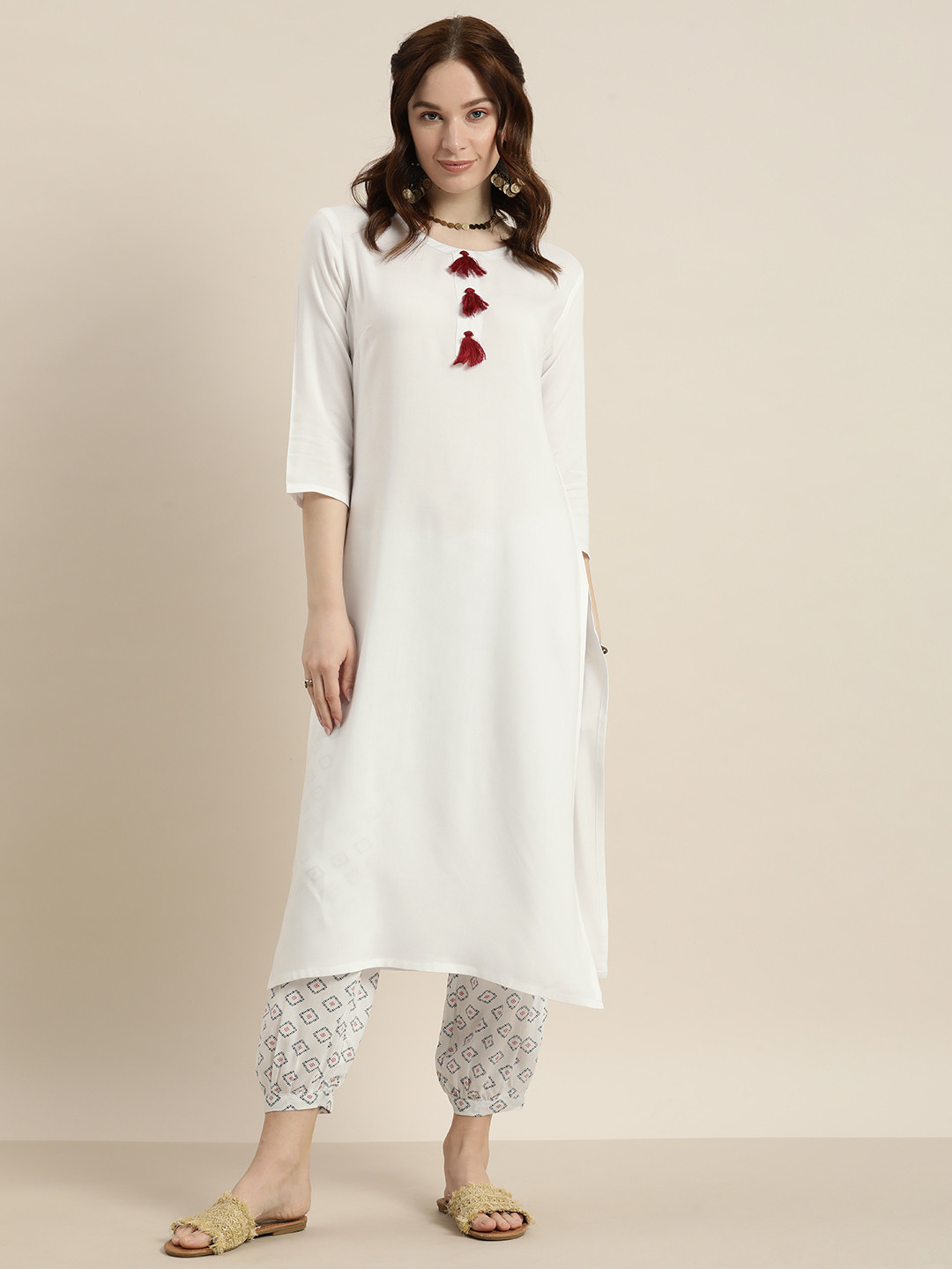 Sangria Women White Kurta with Salwar