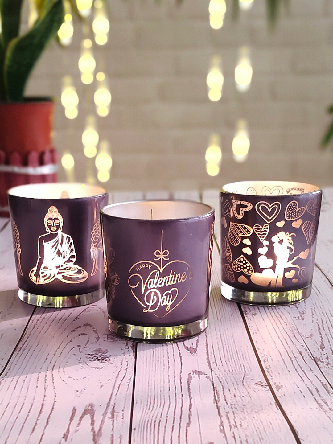 Homesake Set of 3 Grey Textured Valentines Special Tea Light Holders