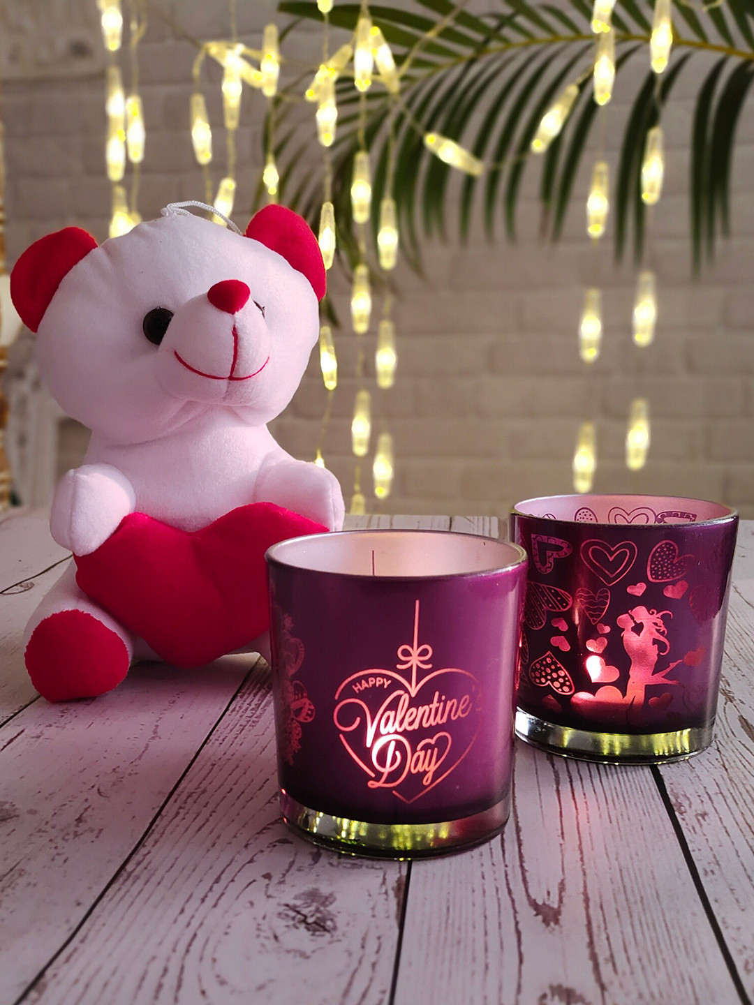 Homesake Red Candle & Teddy Bear Valentines Gift
