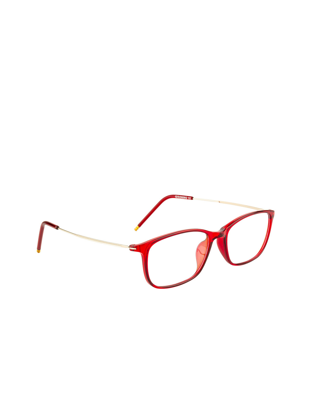 Gold Berg Unisex Maroon & Gold-Toned Full Rim Wayfarer Frames Eyeglasses