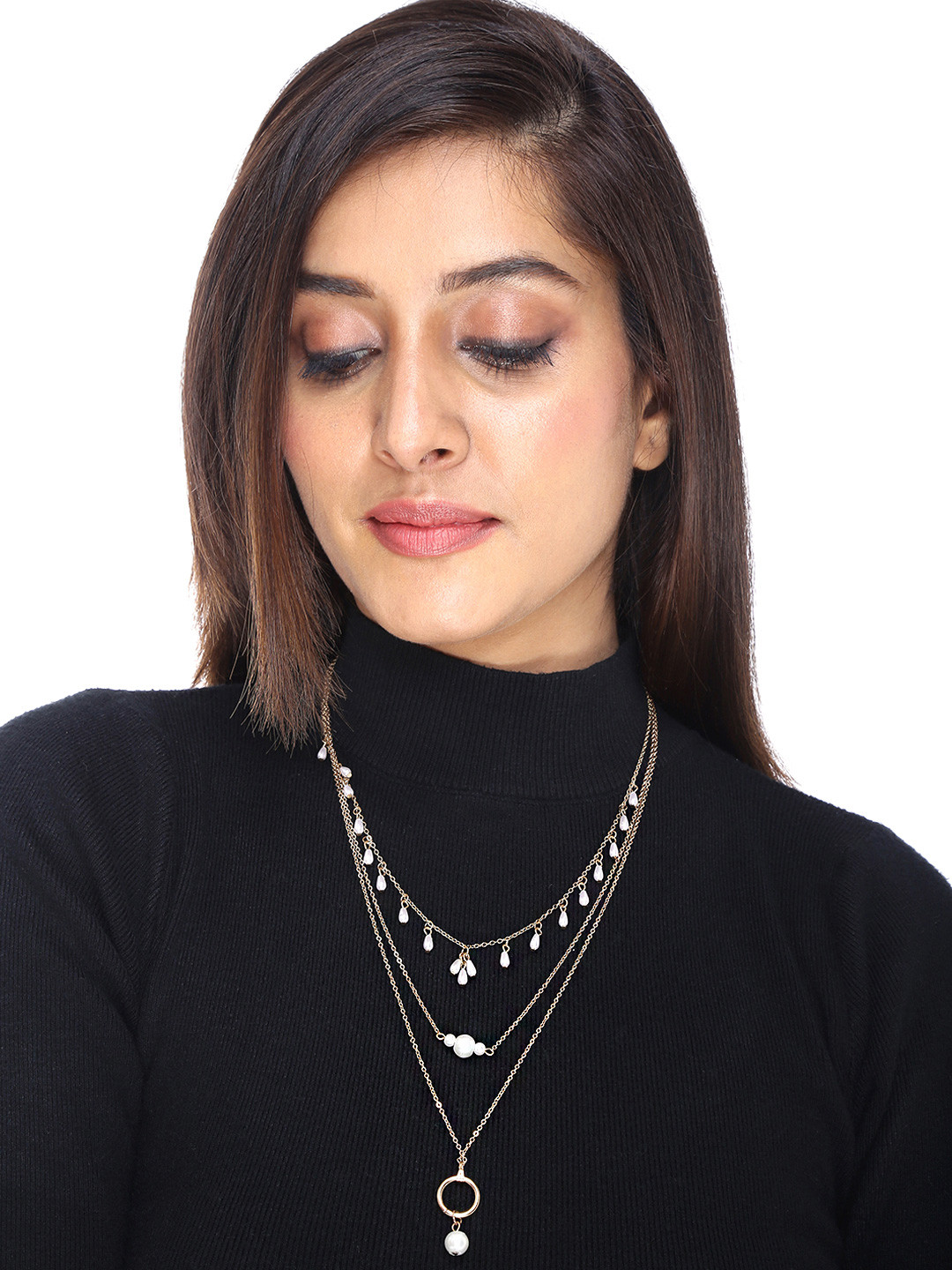 Yellow Chimes White & Gold-Plated Pearl Layered Necklace