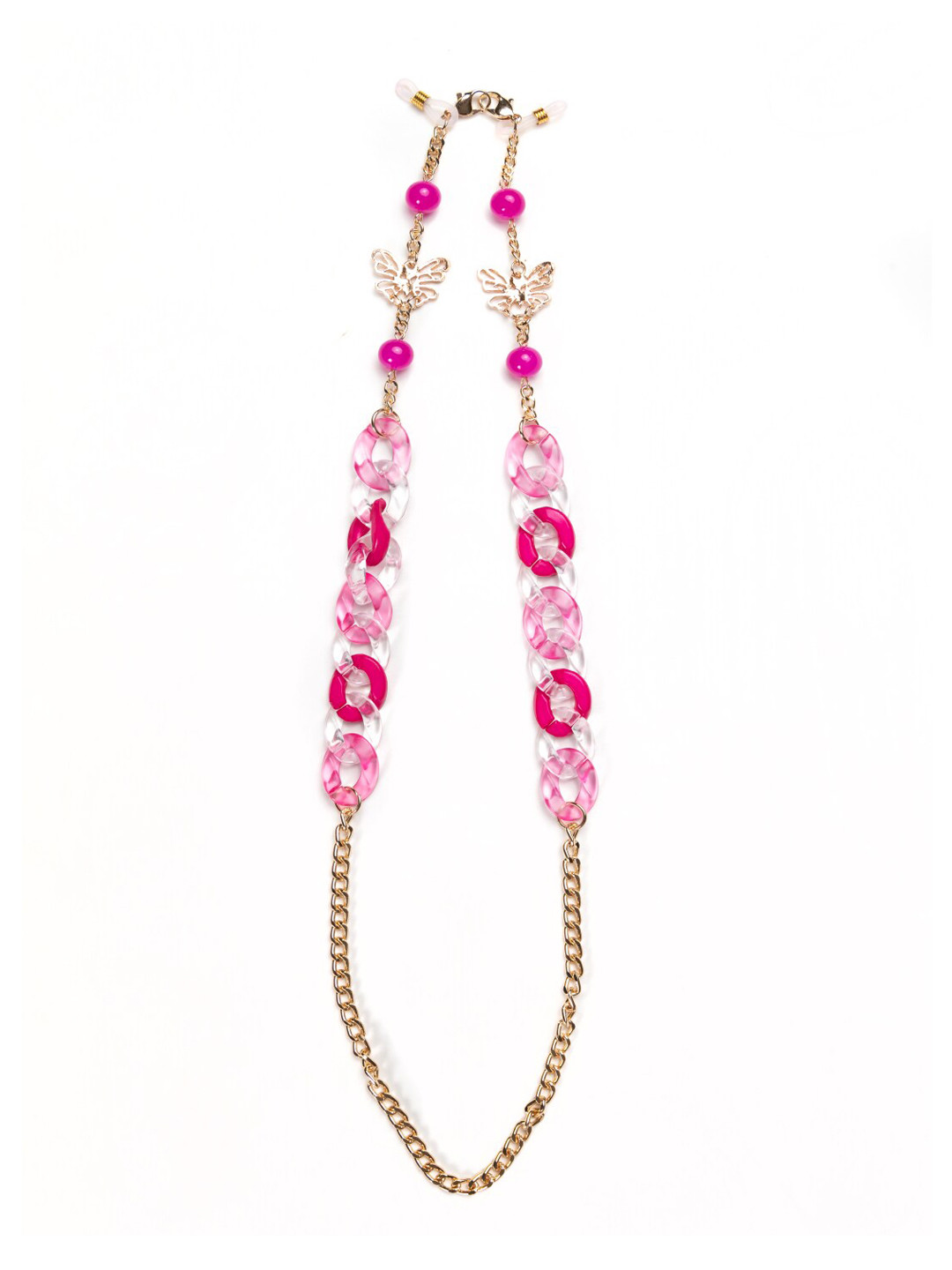 MASQ Women Gold-Toned & Pink Beaded Mask Chain