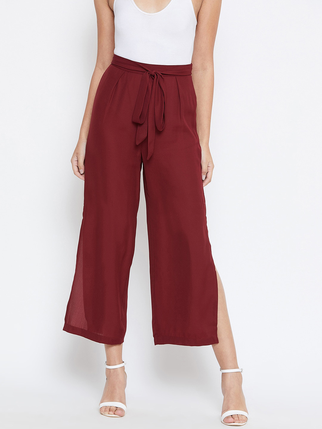 La Zoire Women Maroon Slit Palazzos