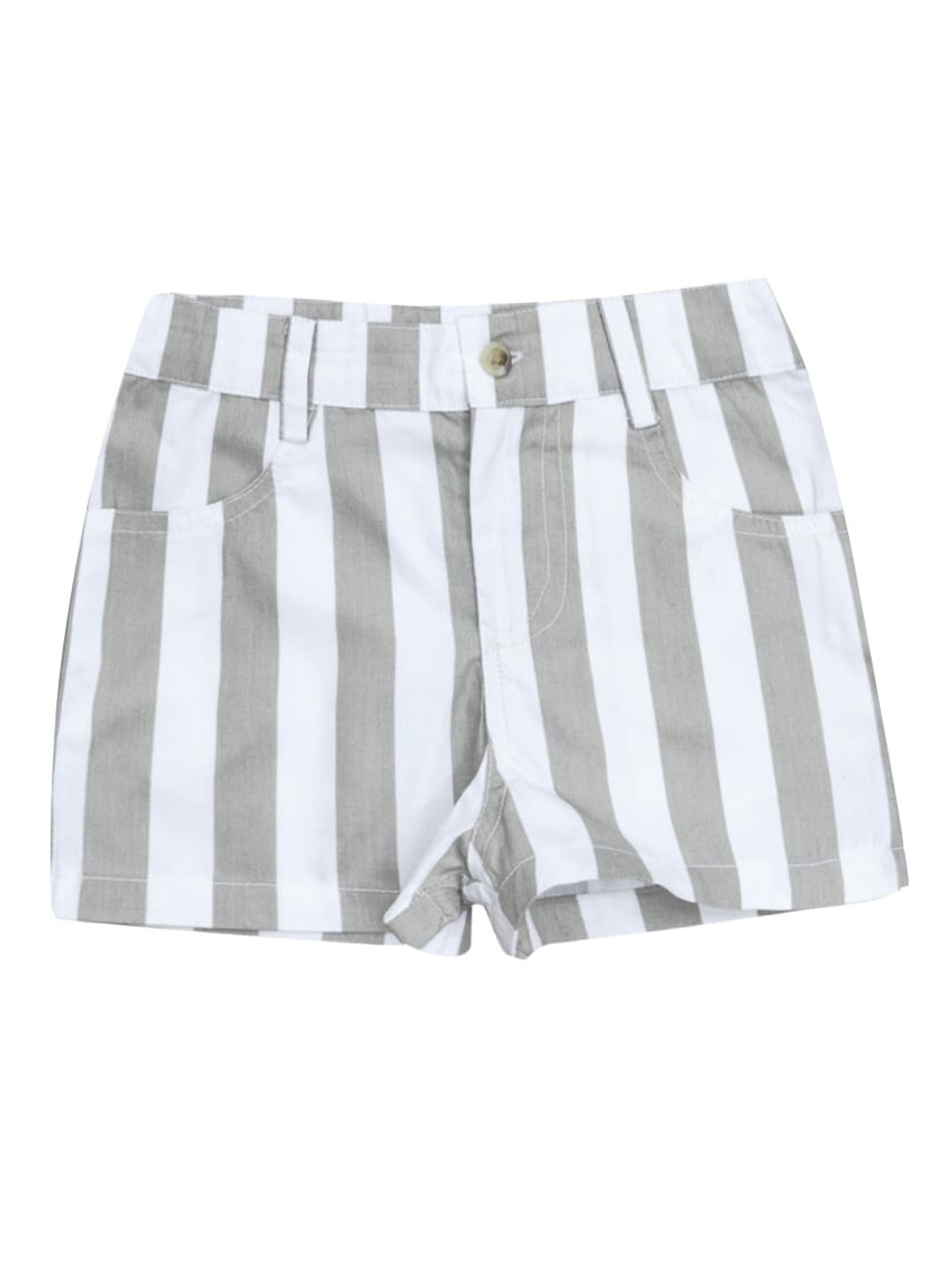 A T U N Girls Grey Striped Shorts