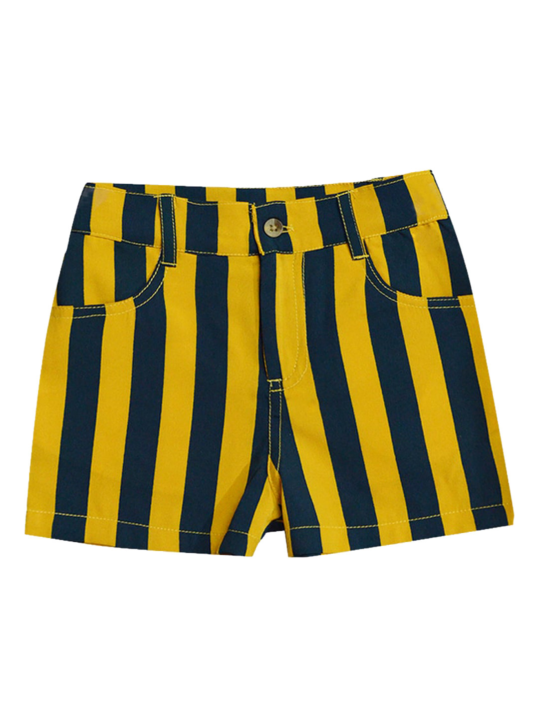 A T U N Girls Mustard Striped Shorts