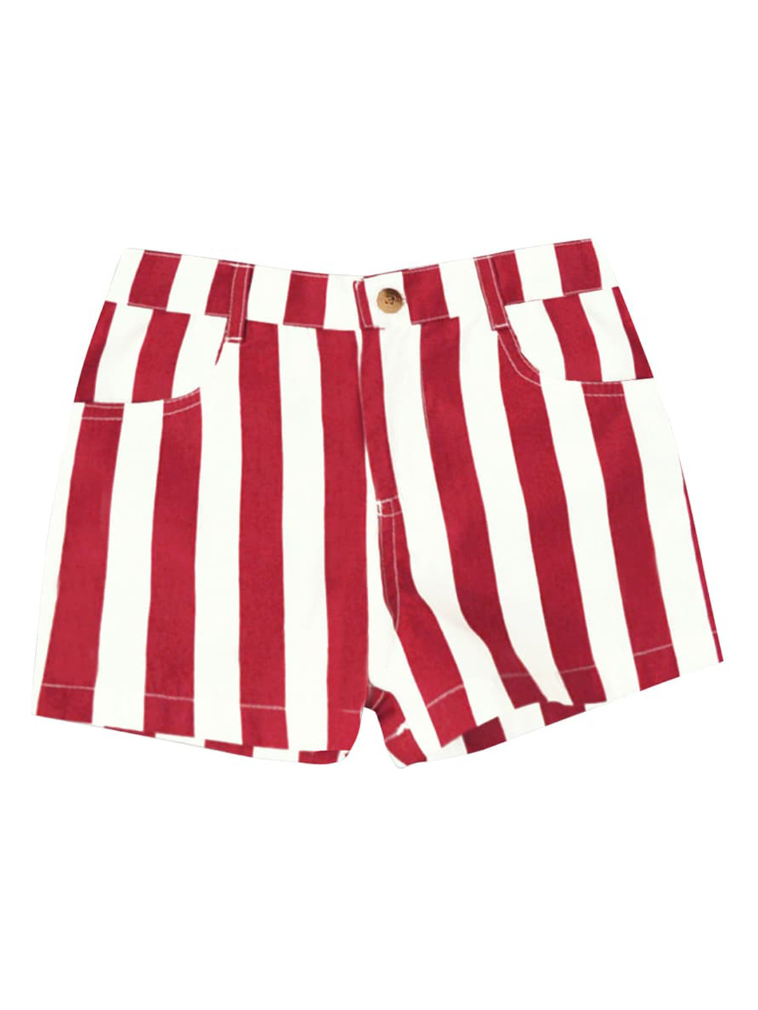 A T U N Girls Red Striped Shorts