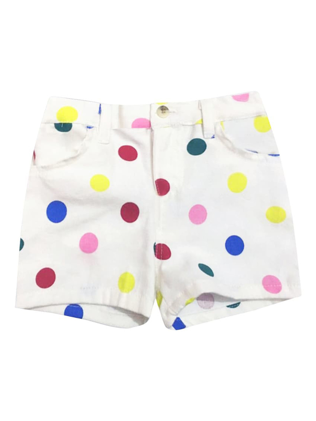 A T U N Girls Cream-Coloured Printed Shorts