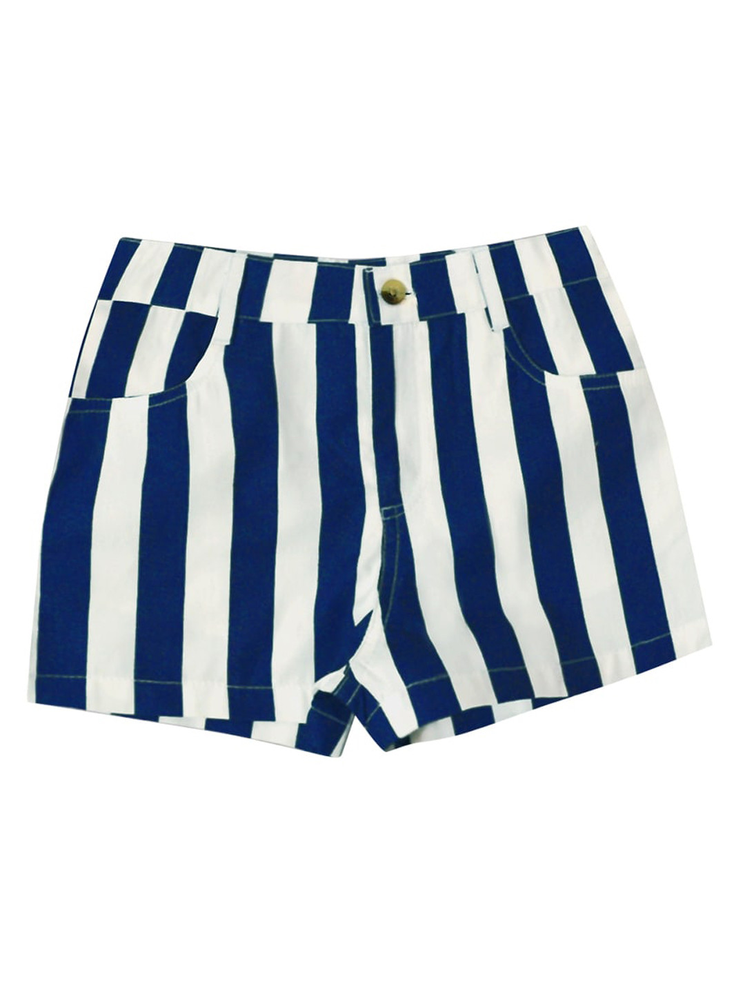 A T U N Girls Navy Blue Striped Shorts