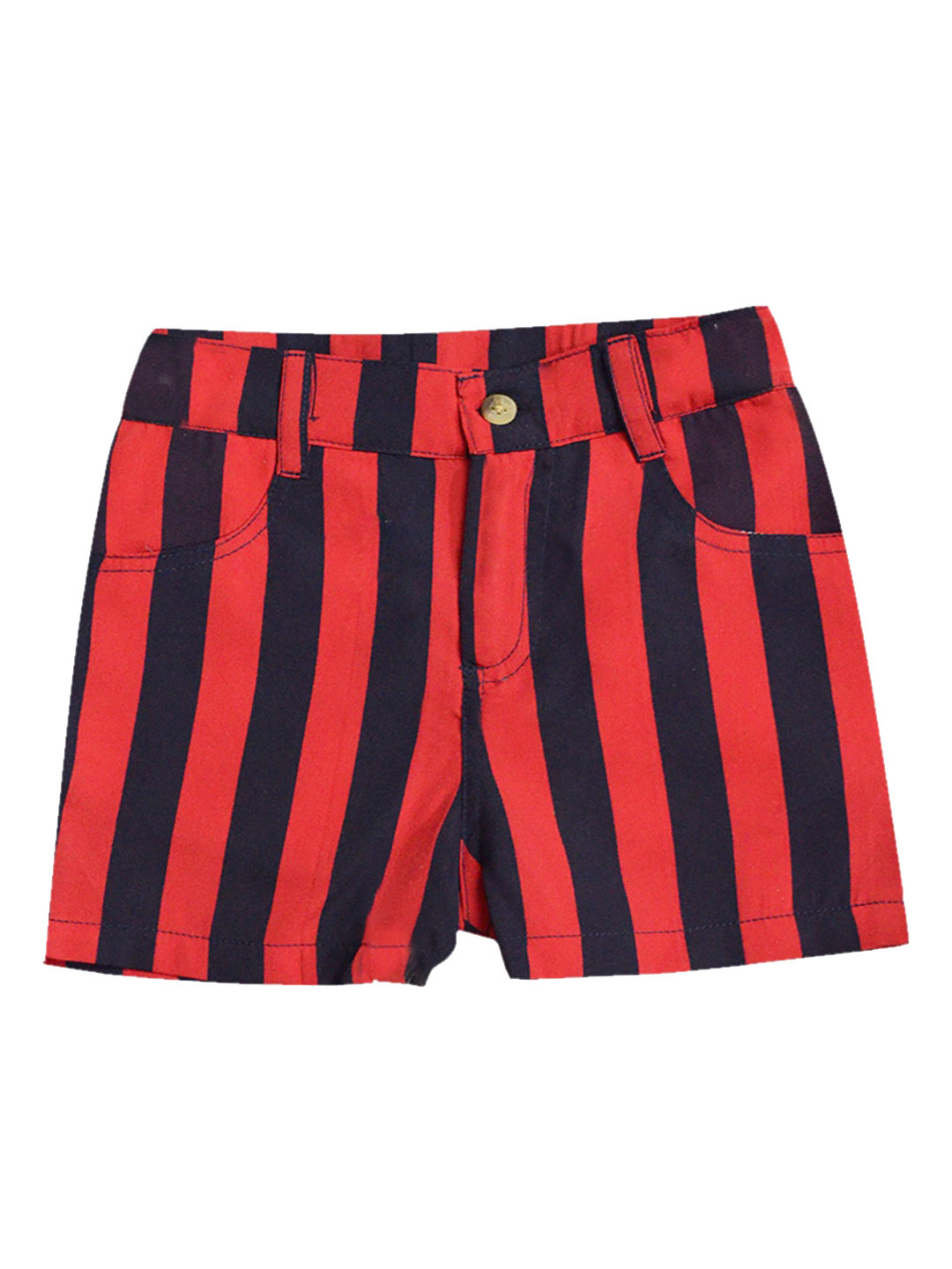 A T U N Girls Red & Black Striped Shorts