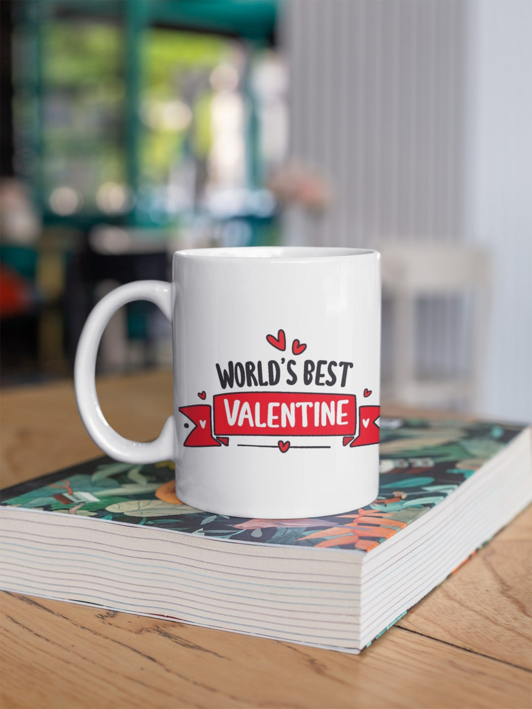 Oye Happy Kalamkari White Typography Ceramic Handmade Mug-325ml