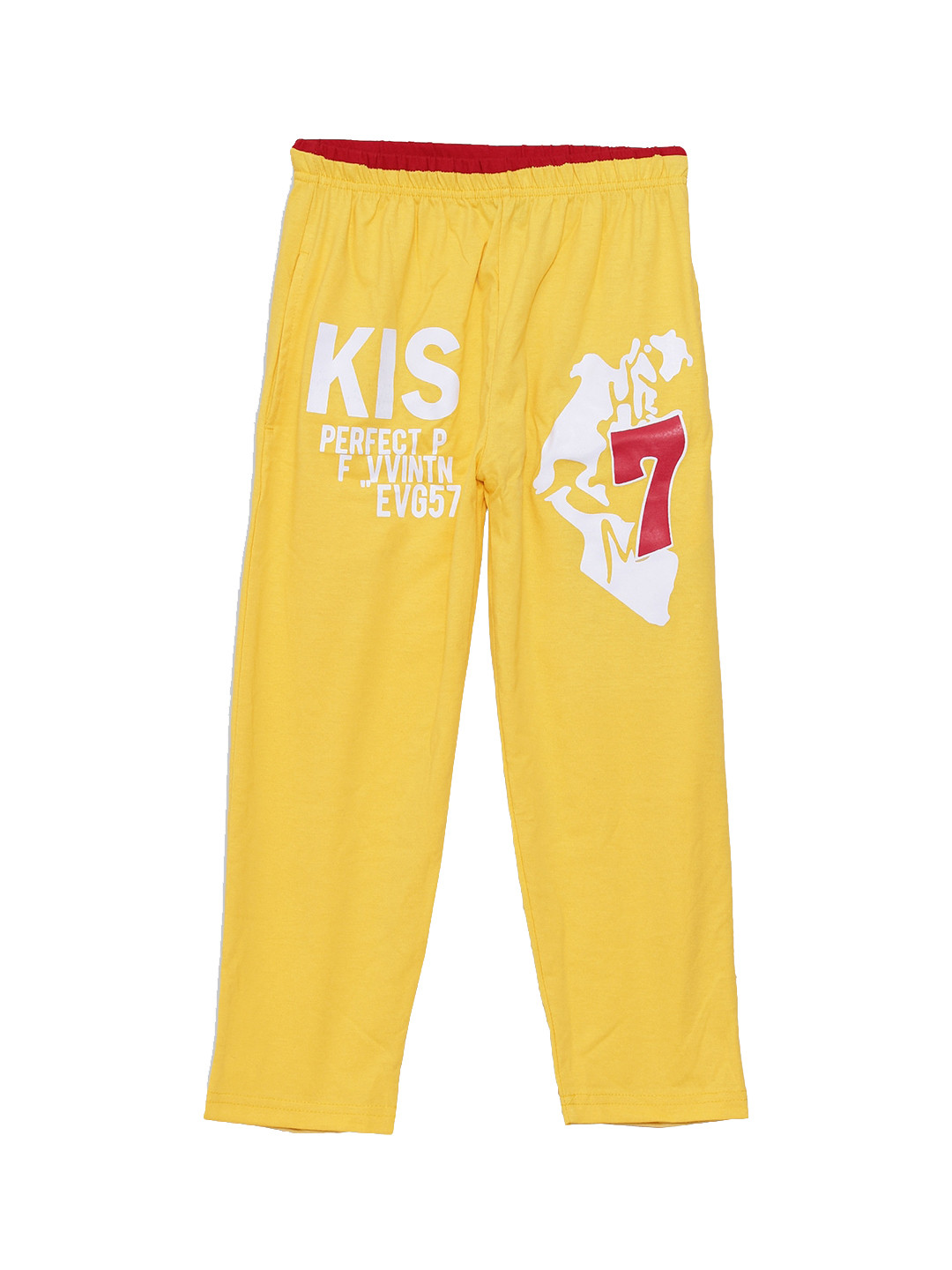 Fashionable Boys Yellow Printed Pure Cotton Track Pants