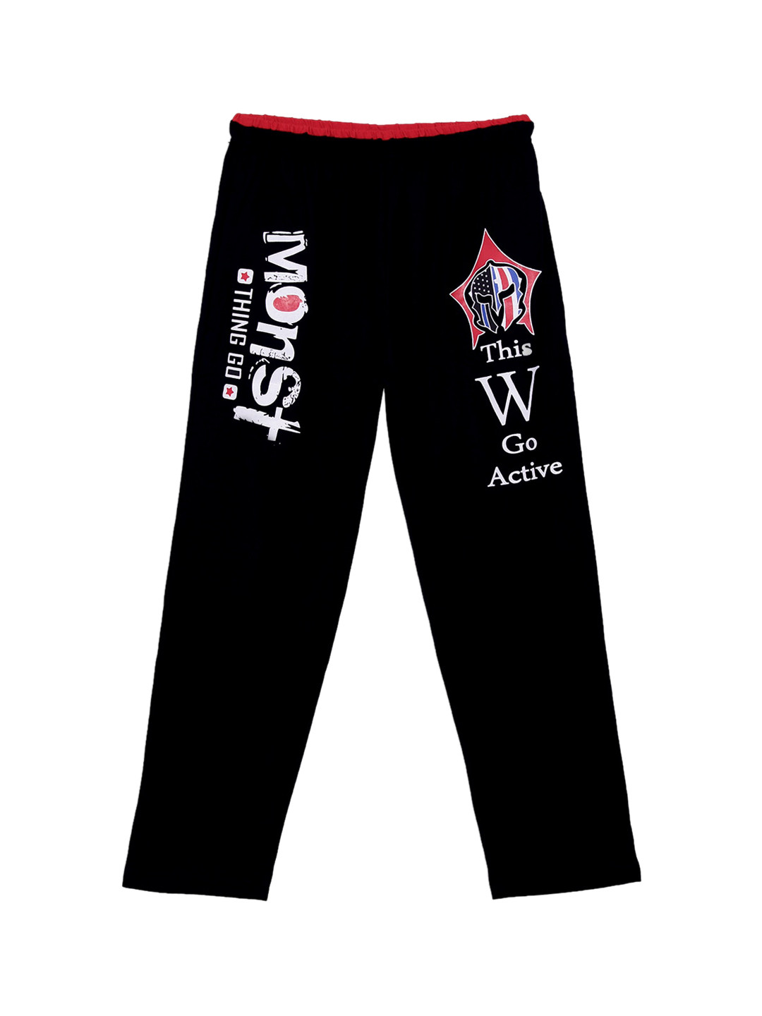 Fashionable Boys Black Printed  Pure Cotton Track Pants