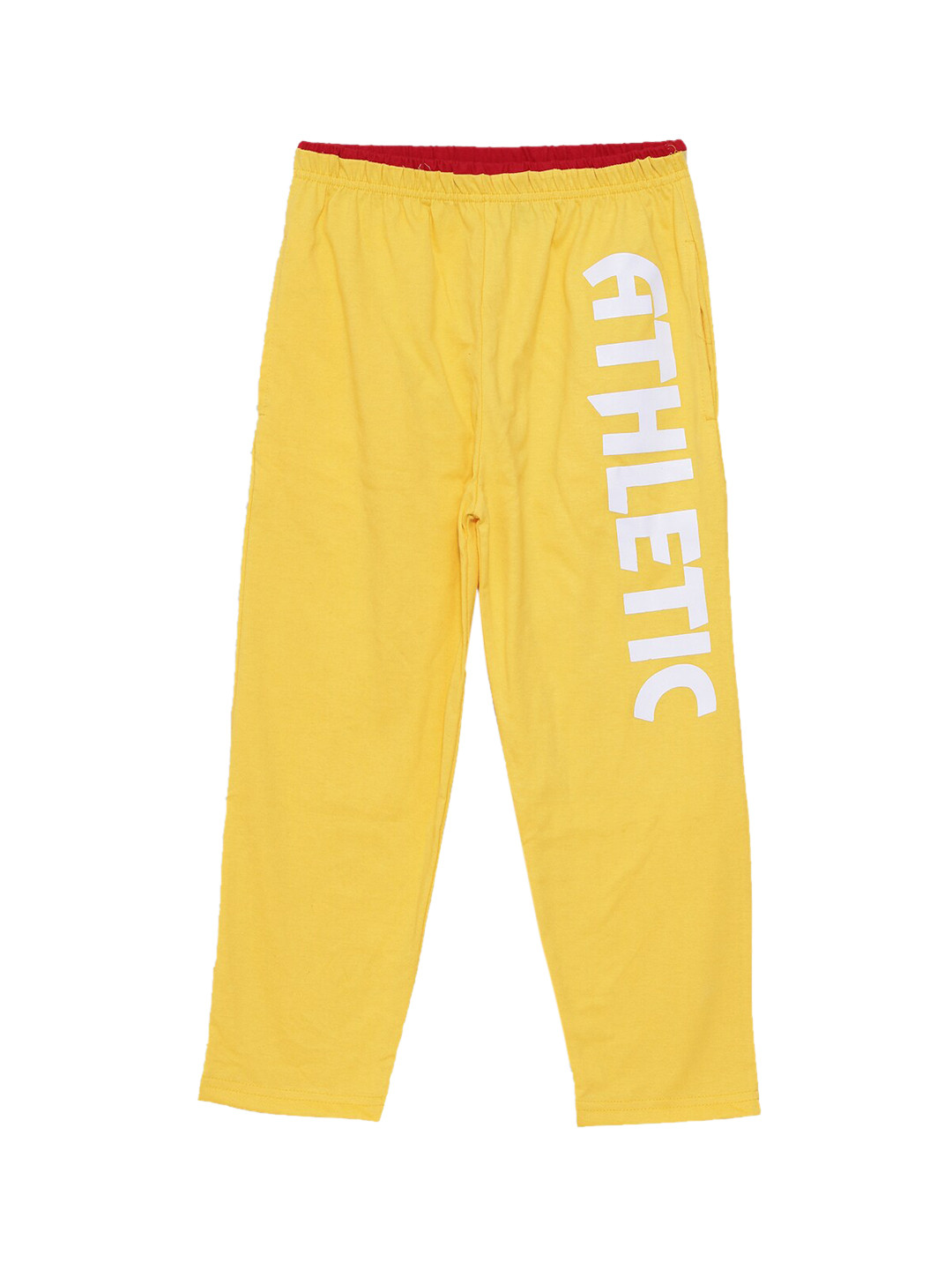 Fashionable Boys Yellow & White Printed Pure Cotton Track Pants