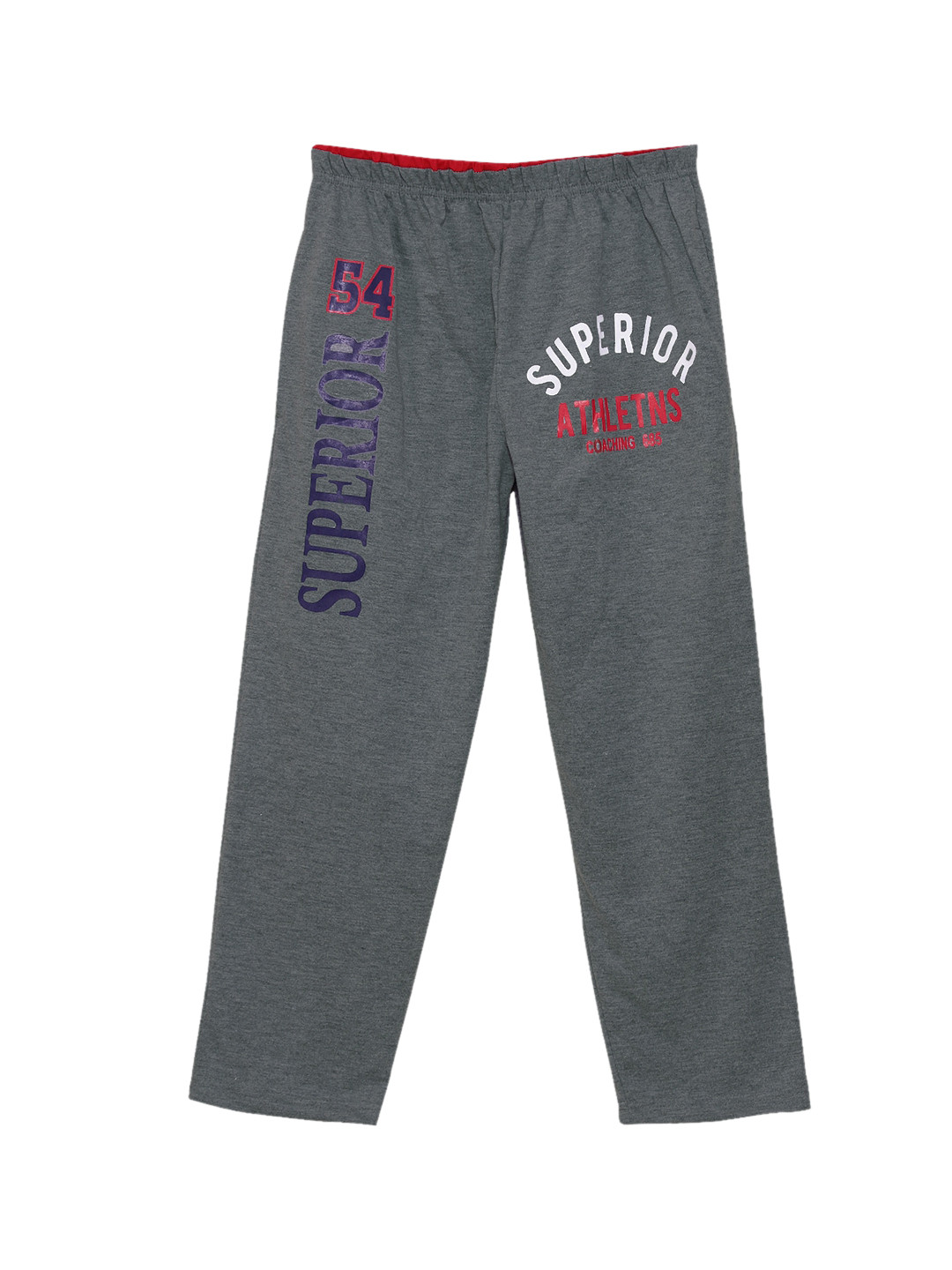 Fashionable Boys Charcoal Grey Coloured Printed Pure Cotton Track Pants