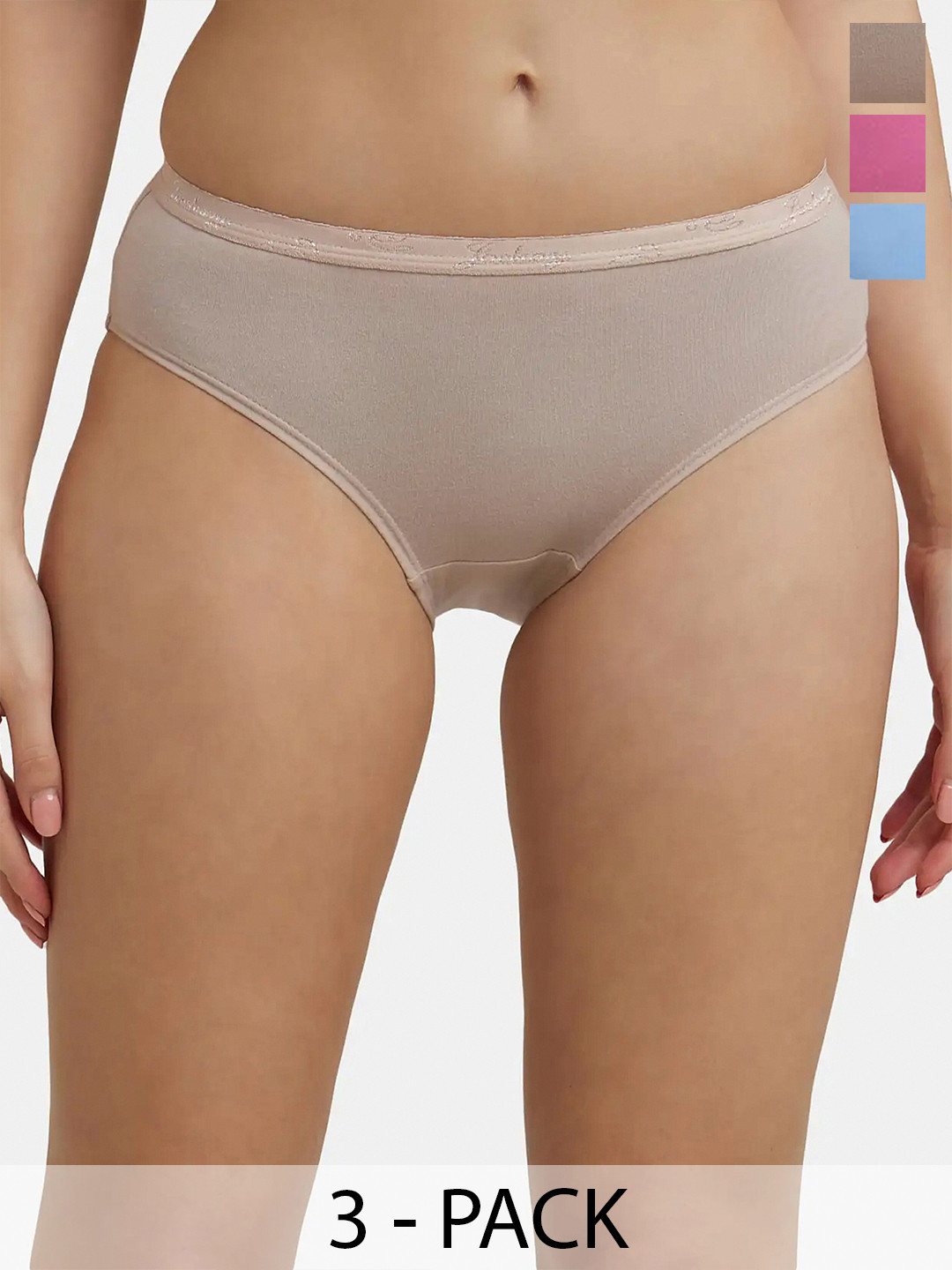 Jockey Pack of 3 High Coverage Super Combed Cotton StayFresh Hipster-1523