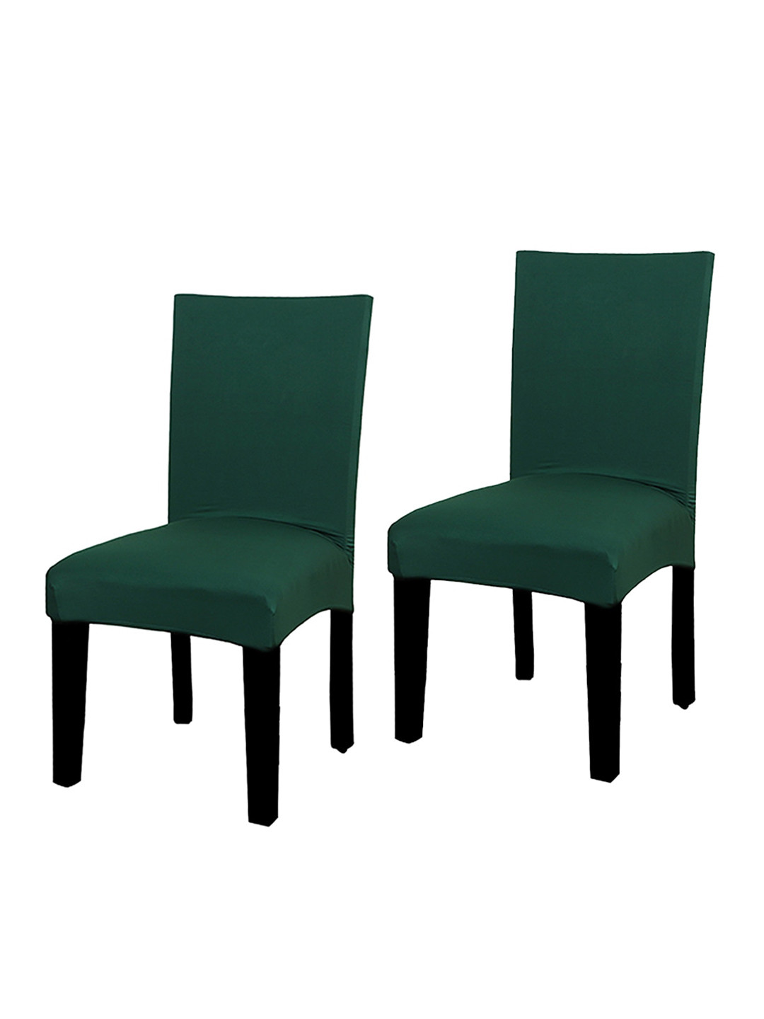HOUSE OF QUIRK Set of 2 Dark Green Solid Chair Covers
