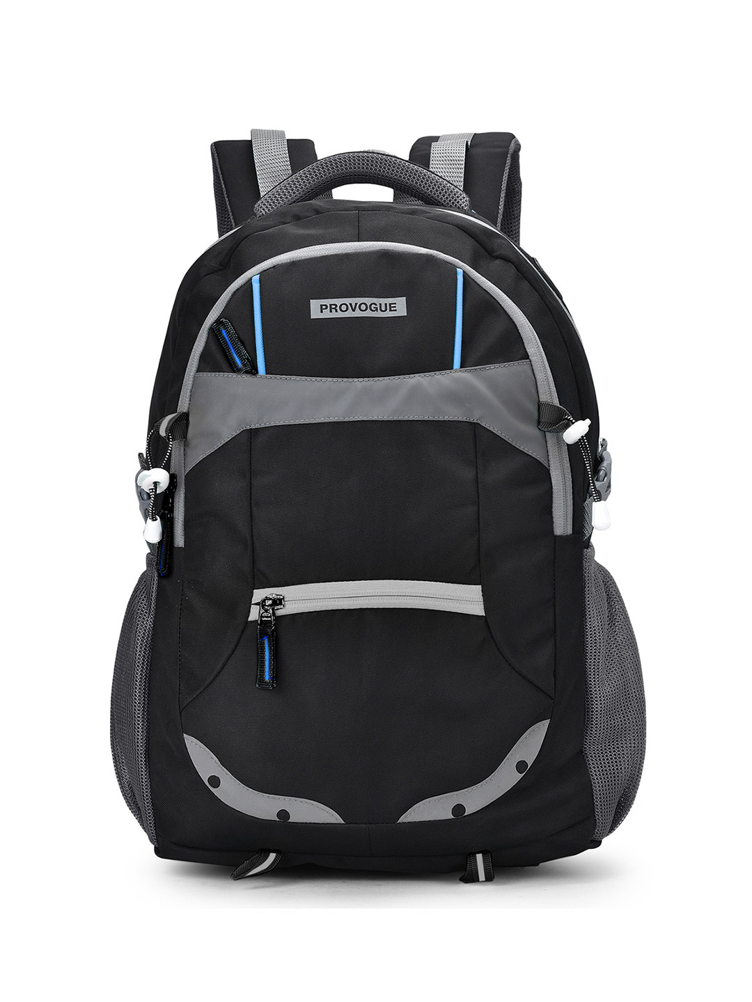 Provogue Unisex Black & Blue Brand Logo Backpack with Reflective Strip 35 L