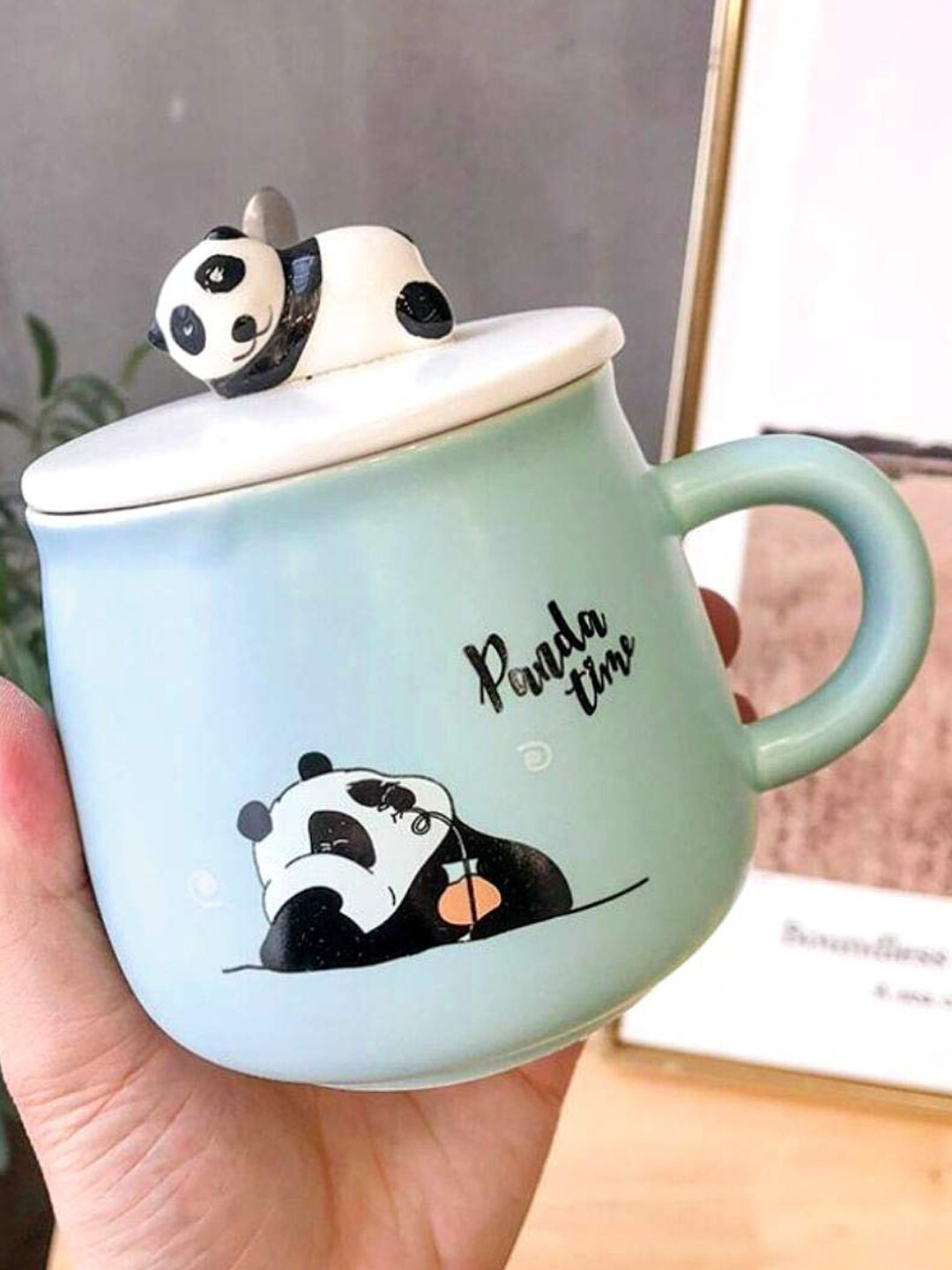 BonZeaL Sunflower & Sculpted Blue Animal Print Ceramic Handmade Mug-400ml