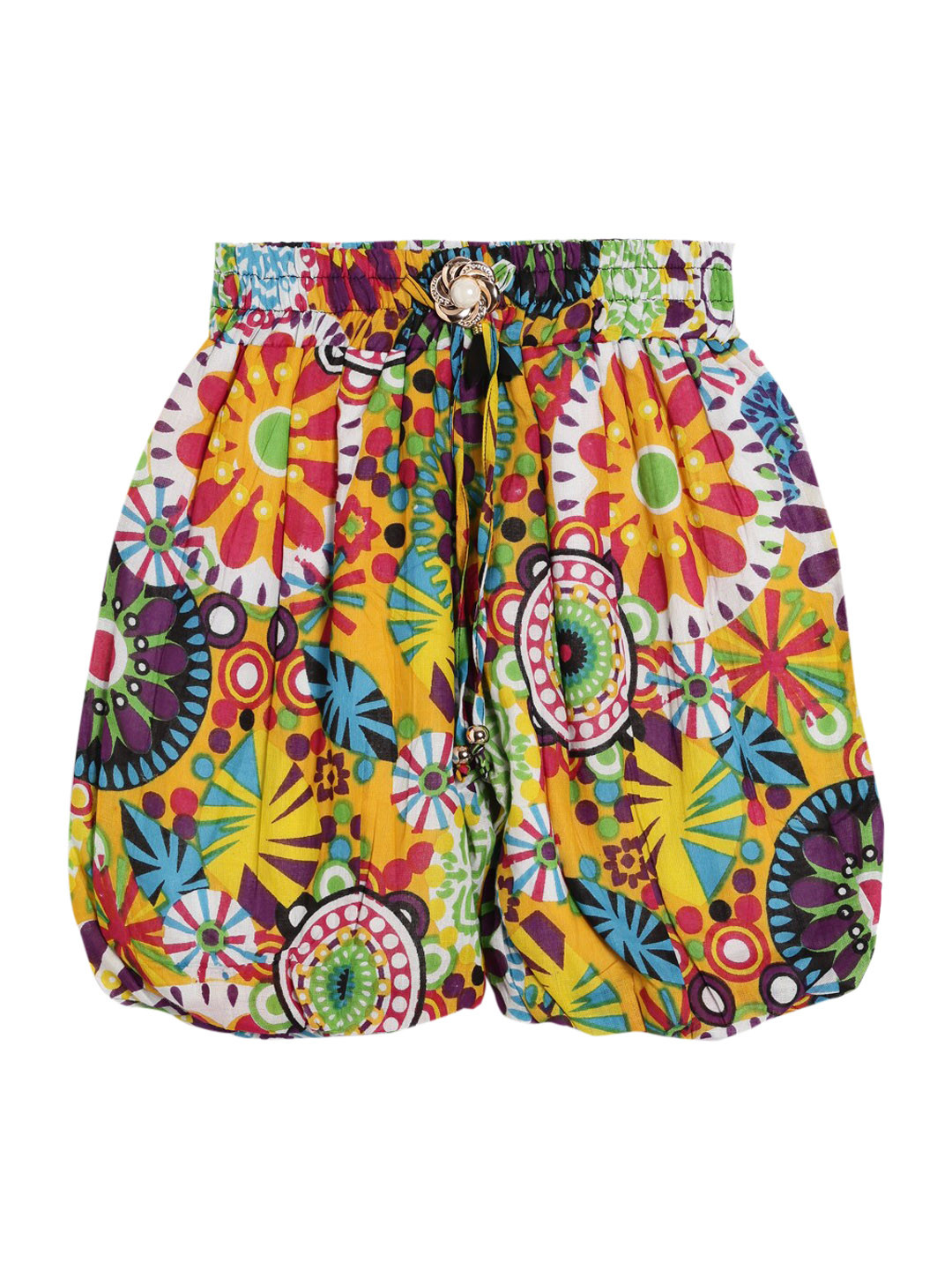 Fashionable Girls Yellow Printed Shorts