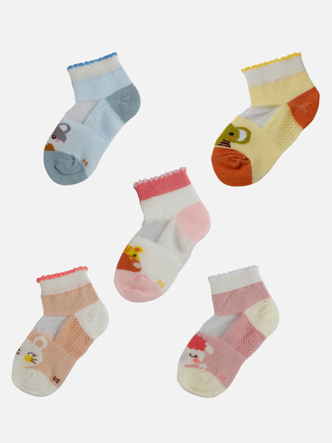 PASSION PETALS Girls Pack Of 5 Assorted Cotton Ankle-Length Socks