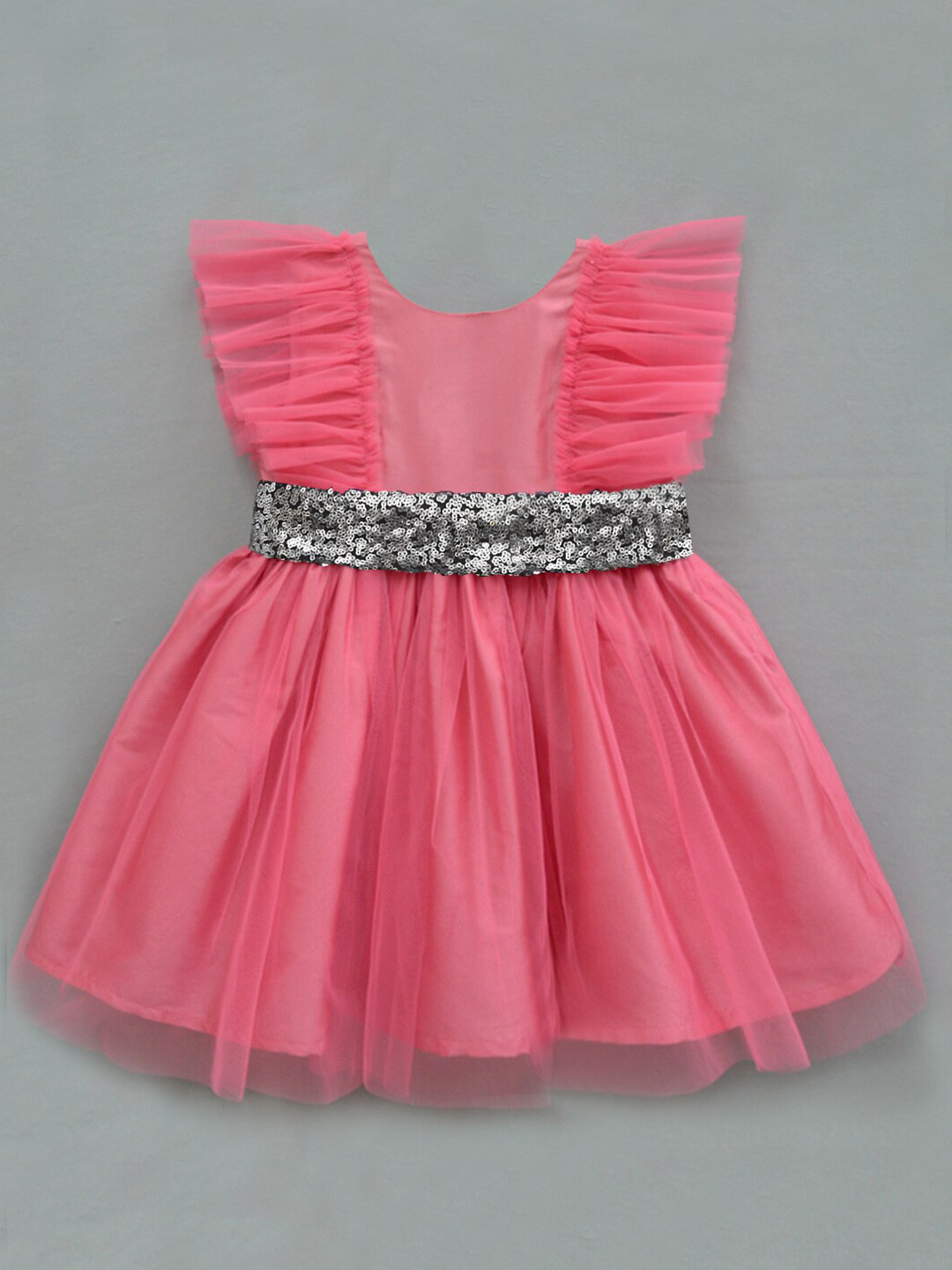 A.T.U.N. Girls Rose Gold Net Fit & Flare Dress