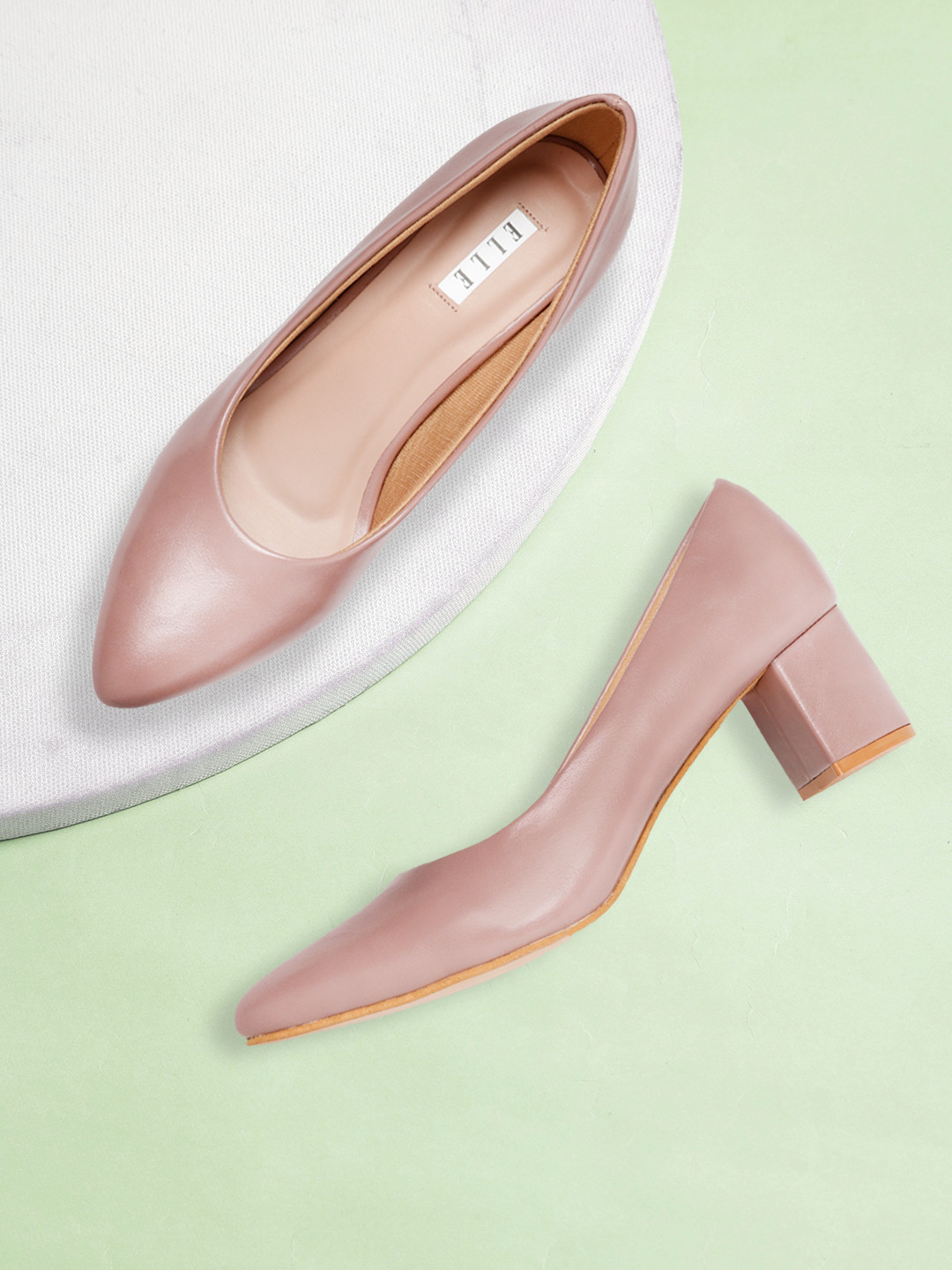 ELLE Mauve Solid Block Pumps
