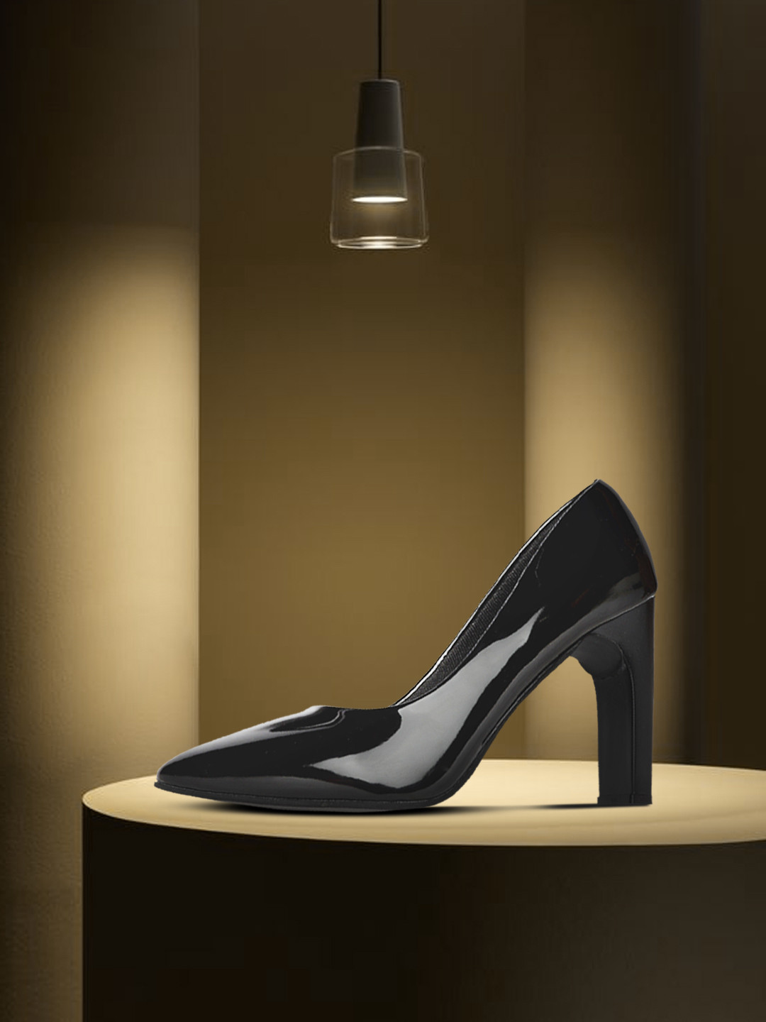 ELLE Black Solid Block Pumps