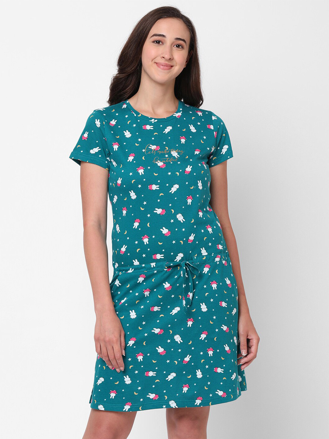 Sweet Dreams Teal Printed Nightdress